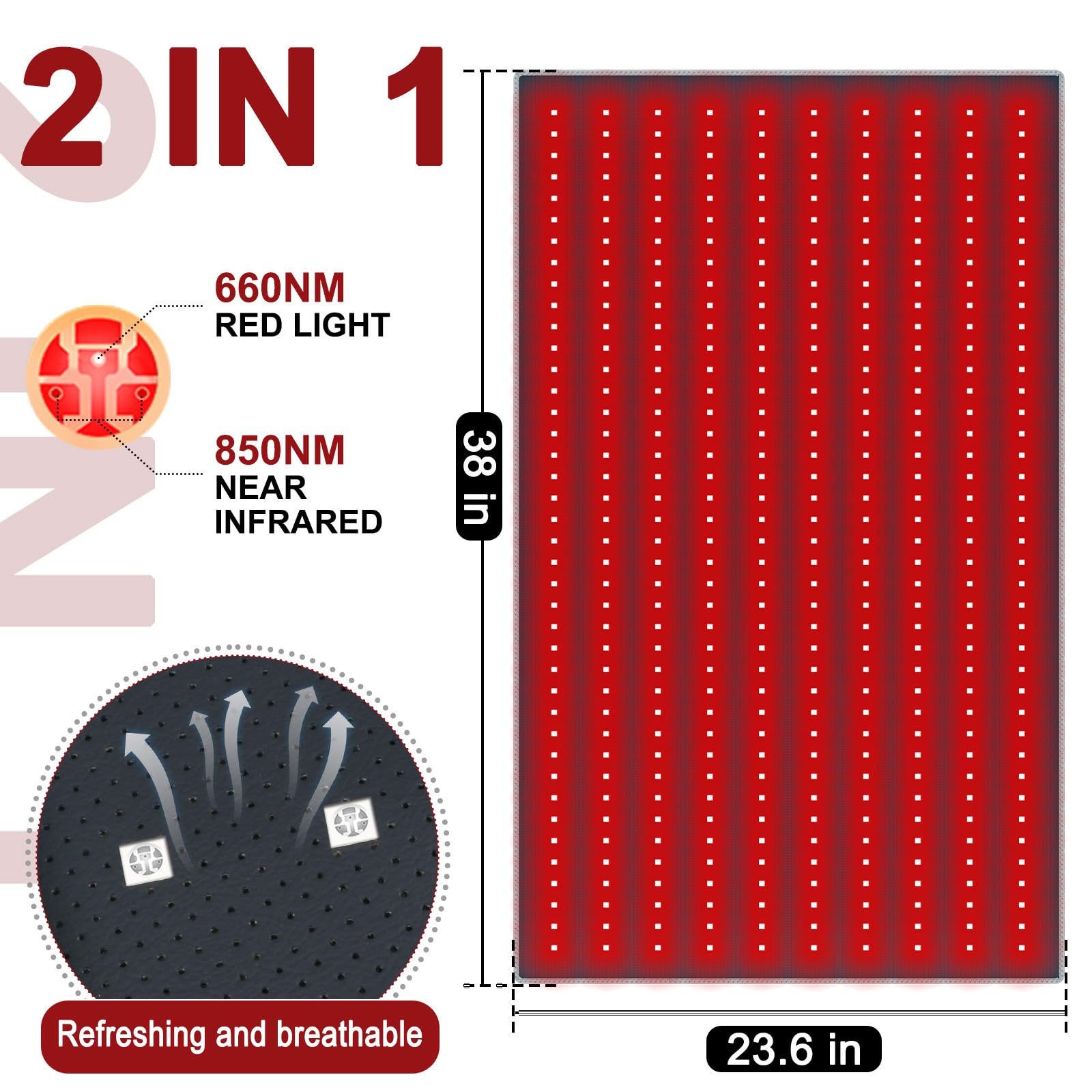 Red Light Therapy Pad 38 * 23.6 in - Red Light Therapy Body, 400 LEDs Using 660nm Red Light