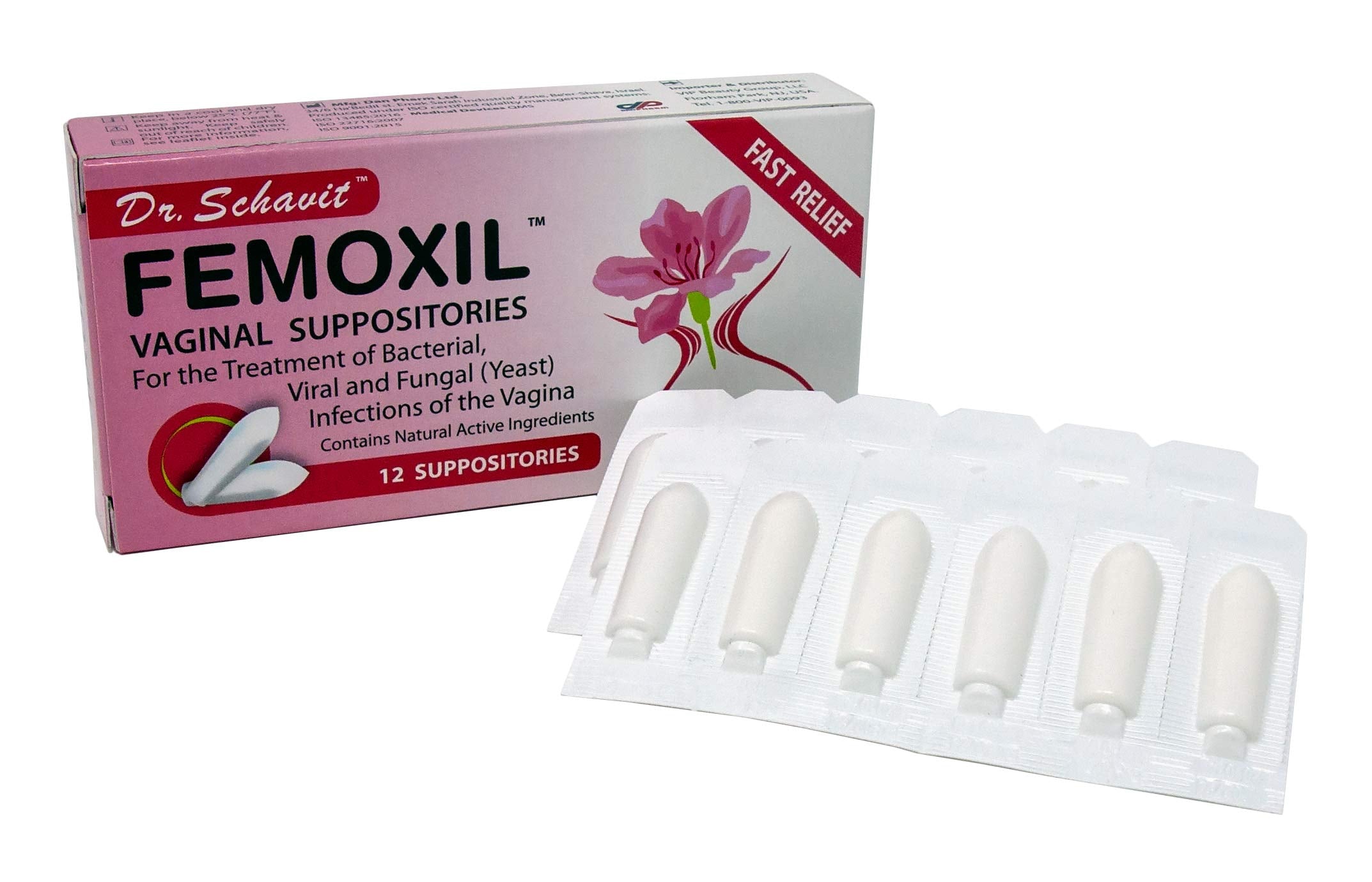 DR. SCHAVIT FEMOXIL Vaginal Suppositories - Natural Plant-Based Formula for The Treatment of Bacterial