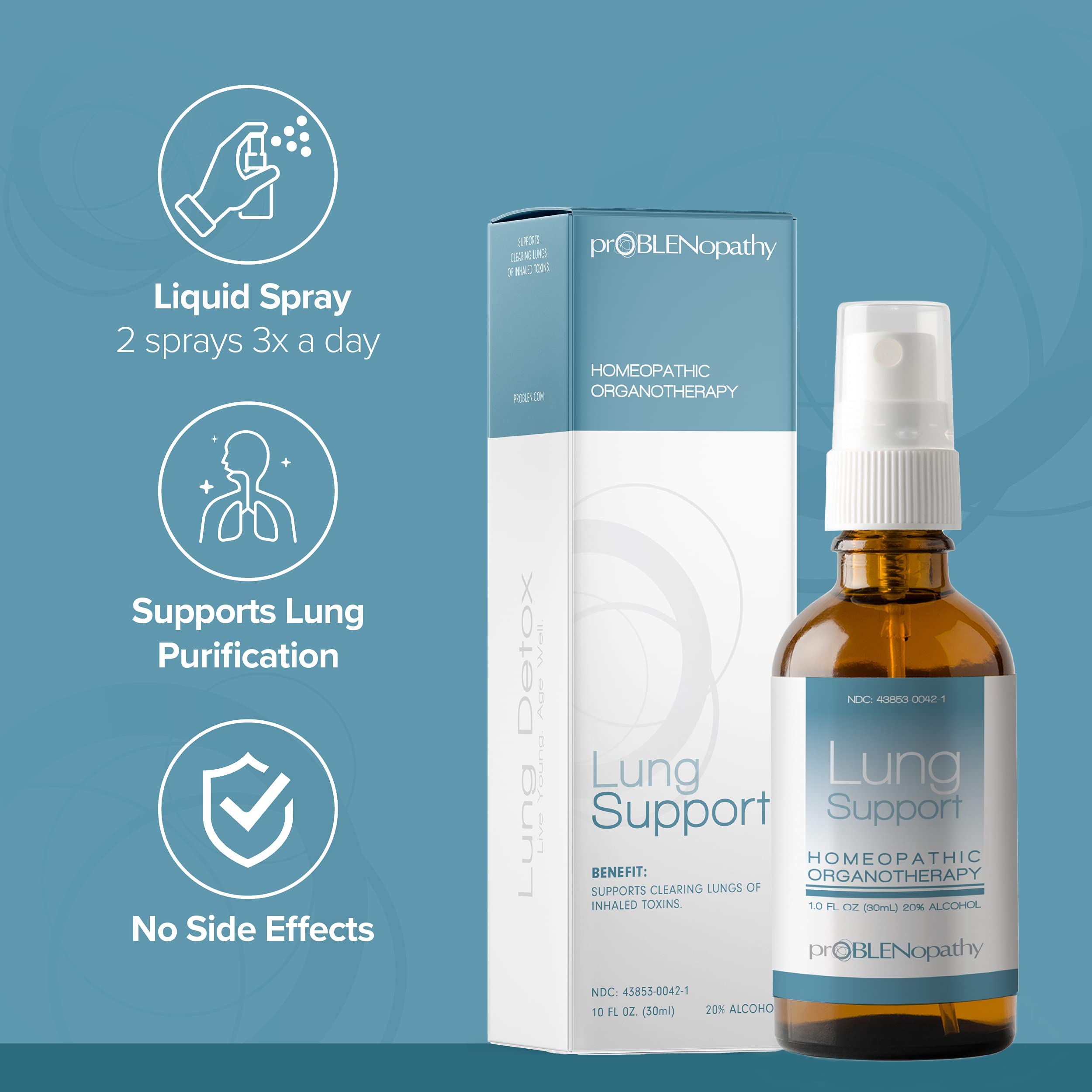 proBLENopathy Lung Support Oral Spray 30-Day Supply - Respiratory Protection & Toxin Removal
