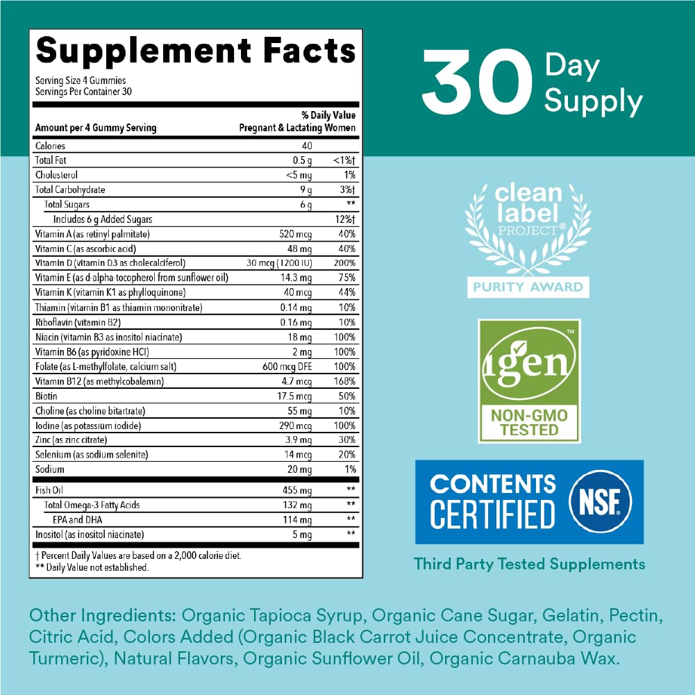 SmartyPants Prenatal Vitamins for Women, Multivitamin Gummies: Omega 3 Fish Oil (EPA/DHA)