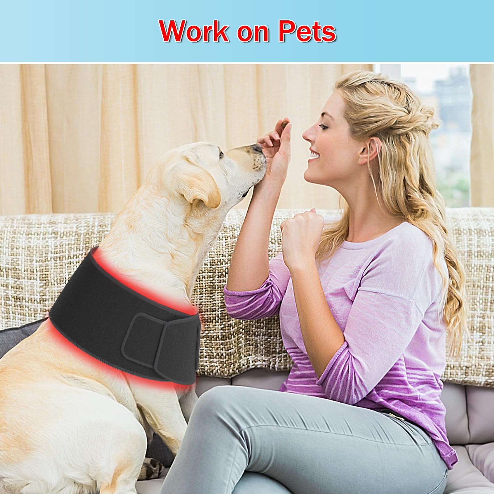 Red Light Therapy Belt Near-Infrared-Light Therapy Wrap for Body Wearable Large Pad for Waist Back Shoulder with Timer Controller