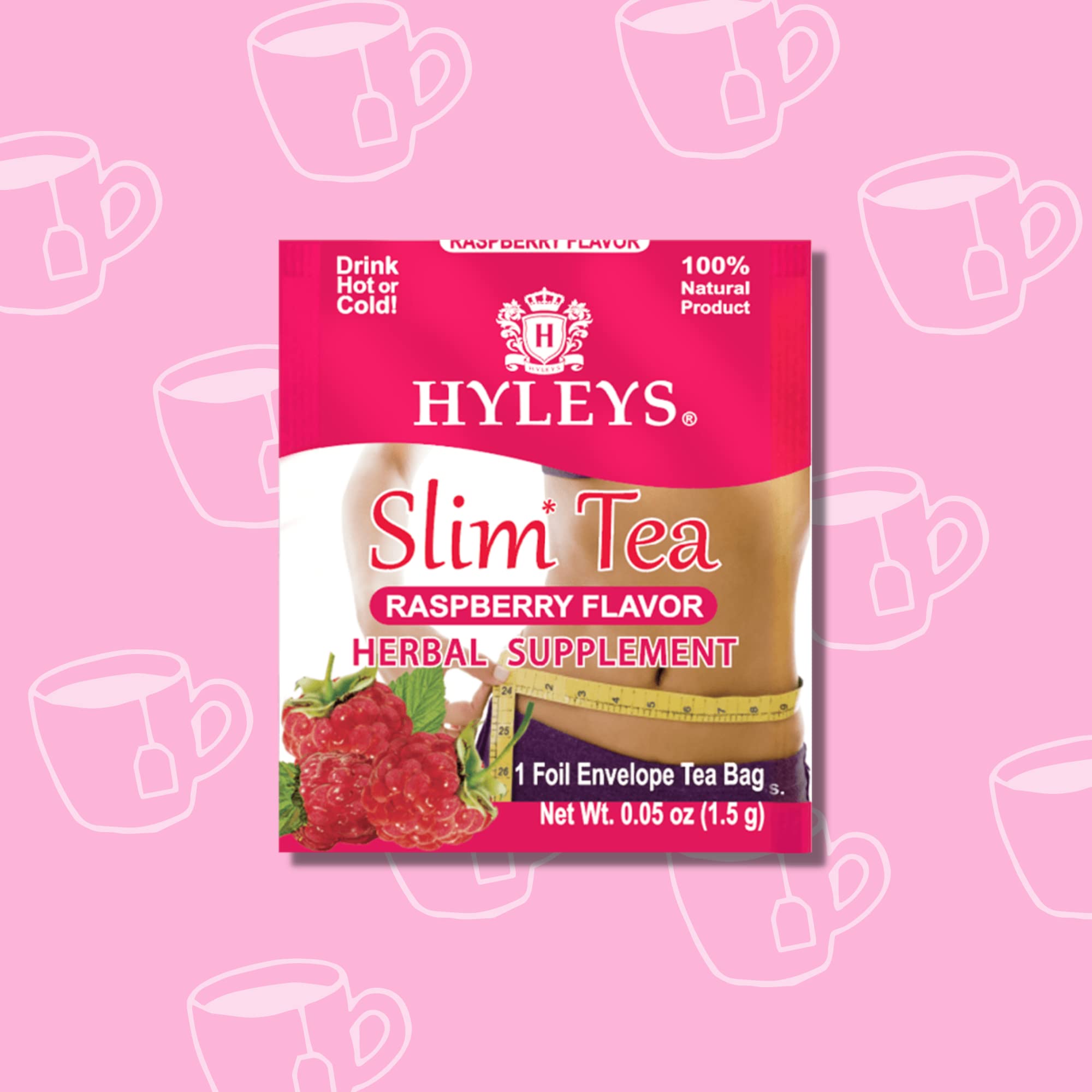 Hyleys Slim Tea Raspberry Flavor - Weight Loss Herbal Supplement Cleanse and Detox