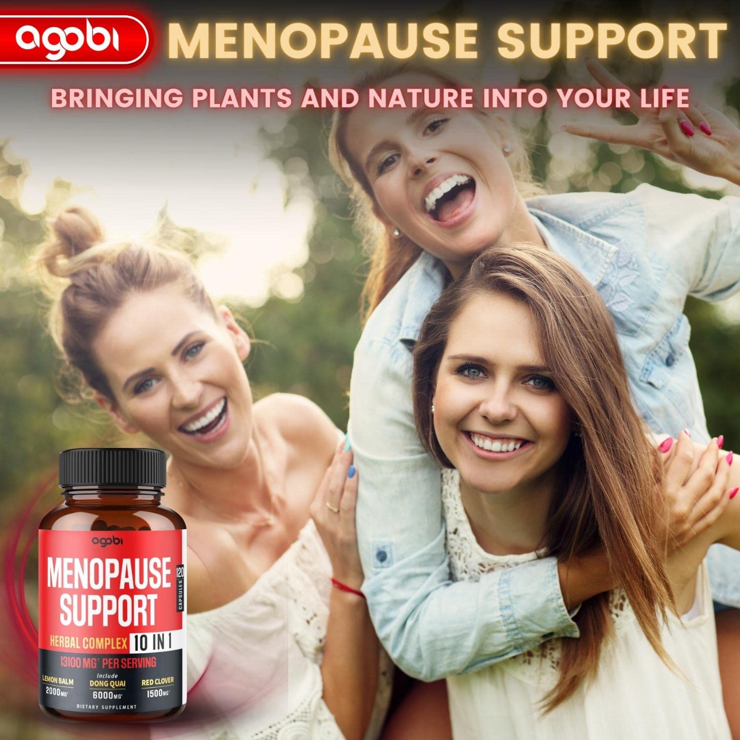 agobi Menopause Support for Women Health 13100 Mg - 10in1 with Dong Quai, Lemon Balm