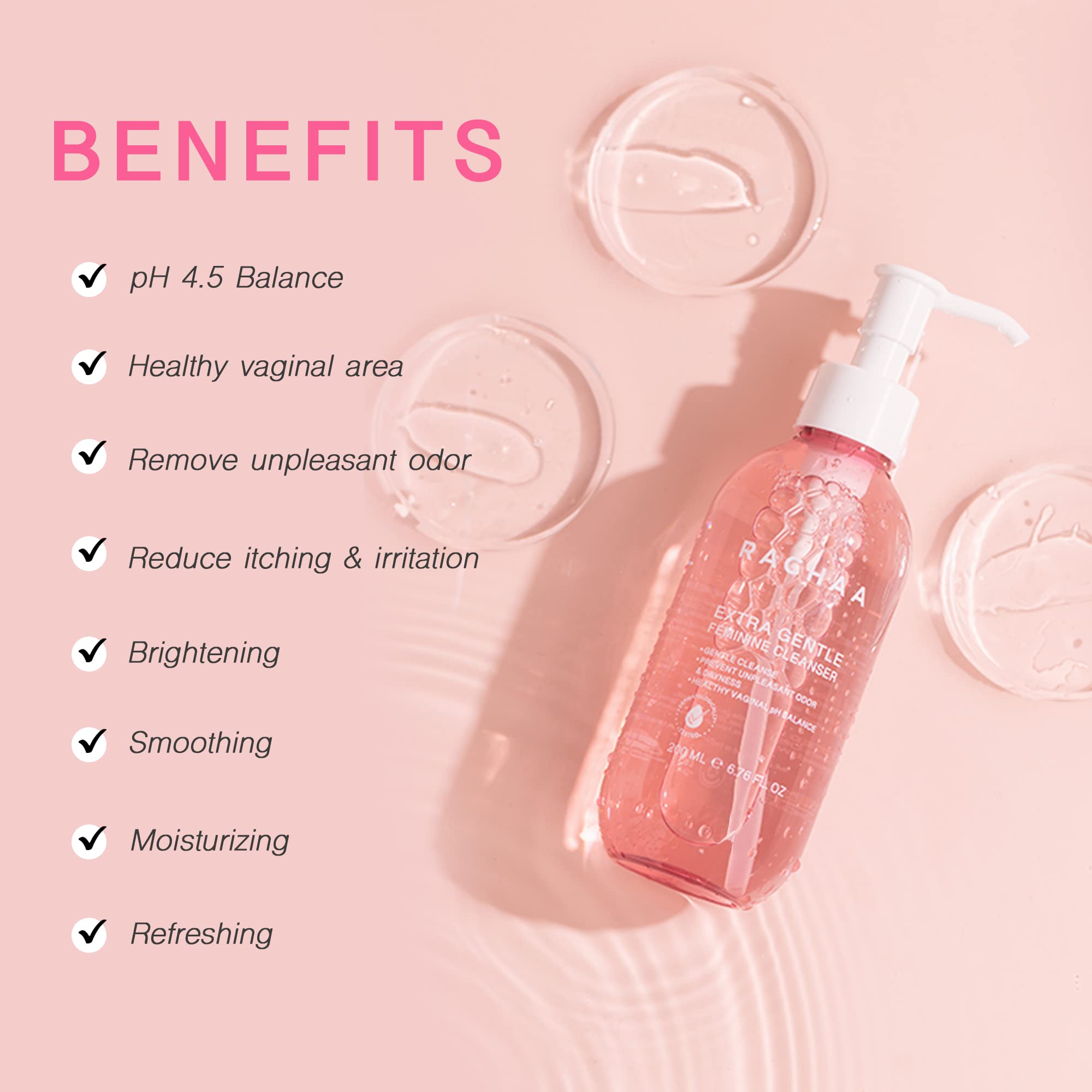 RACHAA Feminine Wash for Women, Lightening and Moisturizing, pH Balance Intimate Wash