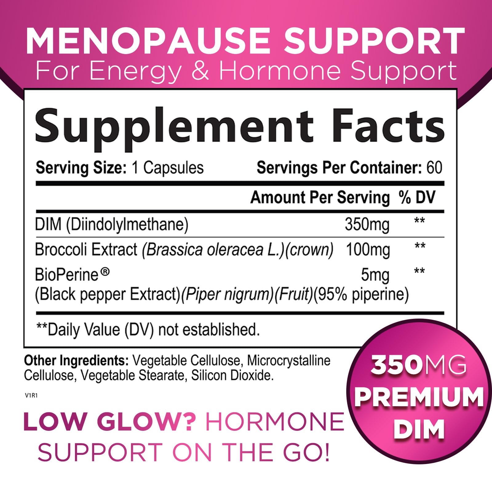 Nature's Glow Menopause Supplements for Women w/DIM - Menopause Relief Vitamins