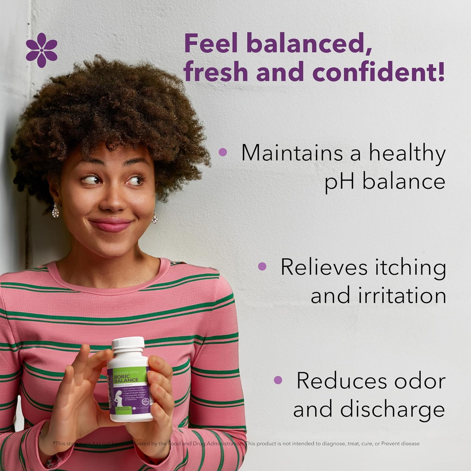 Intimate Rose Boric Acid Suppositories - Manages Odor - Promote pH Balance for Women Vaginal