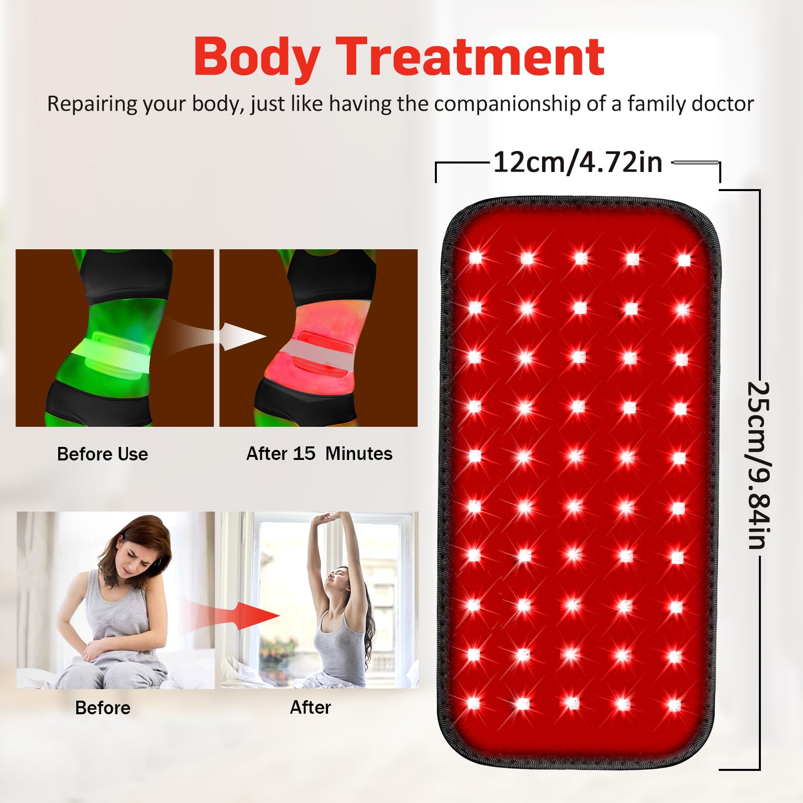 Red Light Therapy Belt, Infrared Light Therapy for Body, Wearable Wrap with Timer