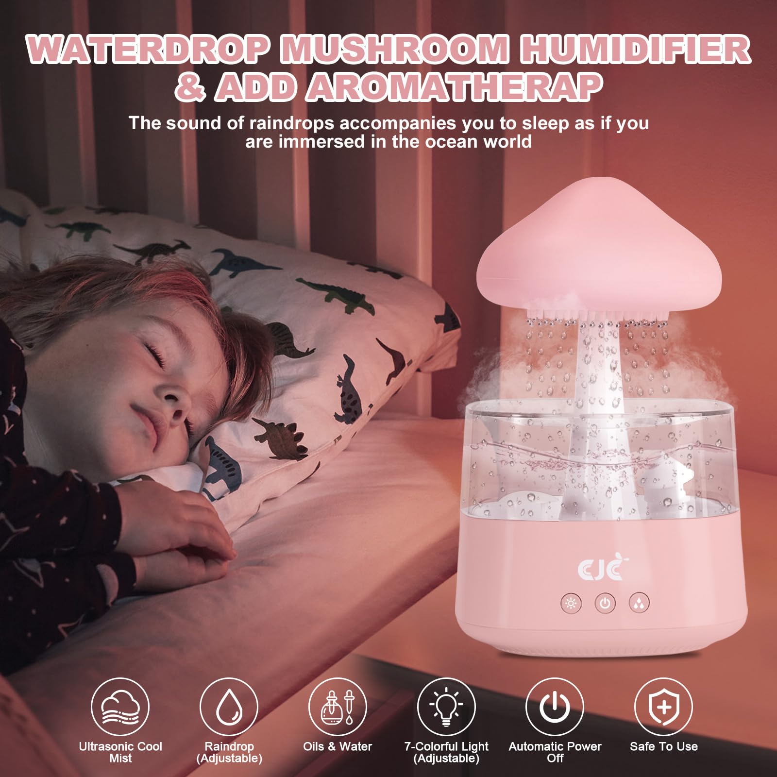 Humidifiers for Bedroom, 7 Color-Changing Led Night Lights, Aromatherapy Essential Oil
