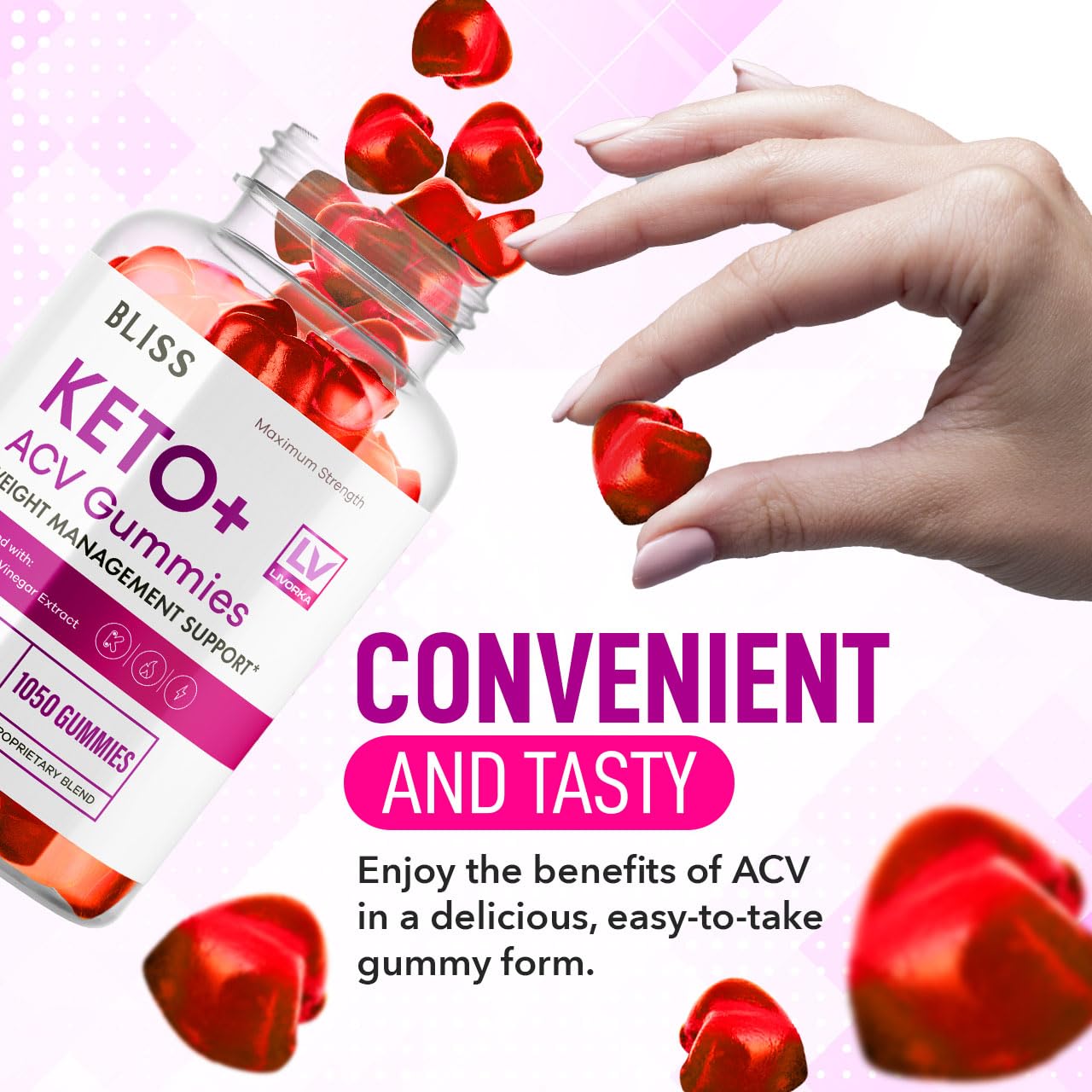 5 Pack - Bliss Keto ACV Gummies Advanced Weight Loss, Bliss ACV Active Gummies