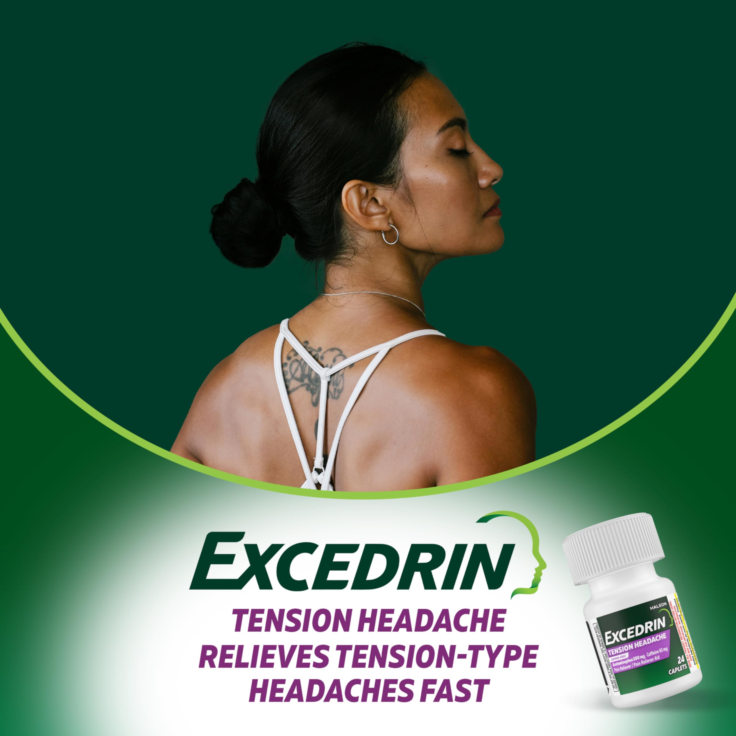 Excedrin Tension Headache Relief Caplets Without Aspirin for Head, Neck and Shoulder Pain Relief - 100 Count