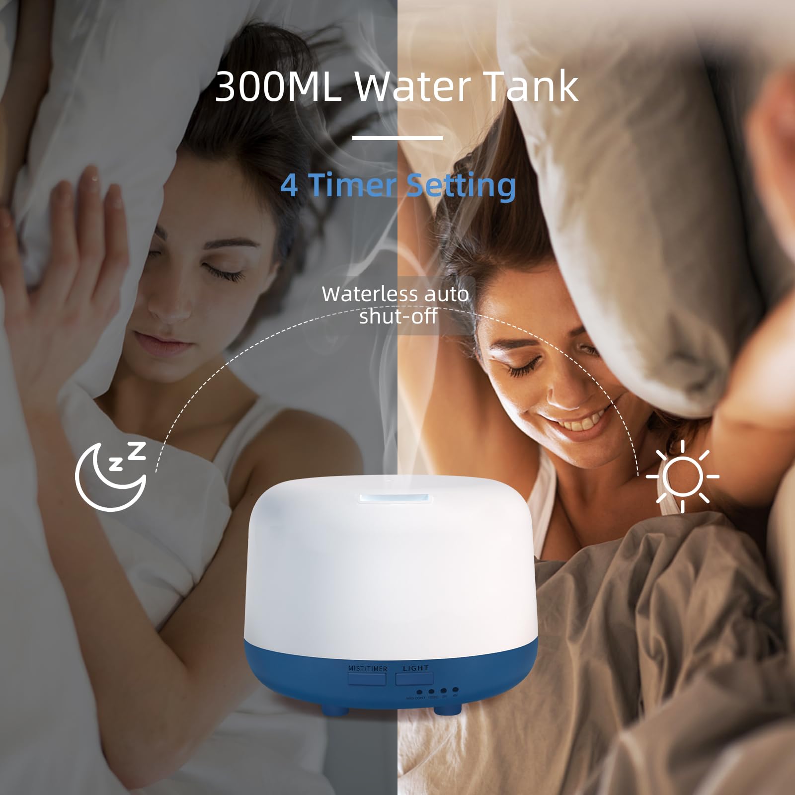 Marchred 300ML Essential Oil Diffuser with Remote Control, 7 LED Color Changing Light