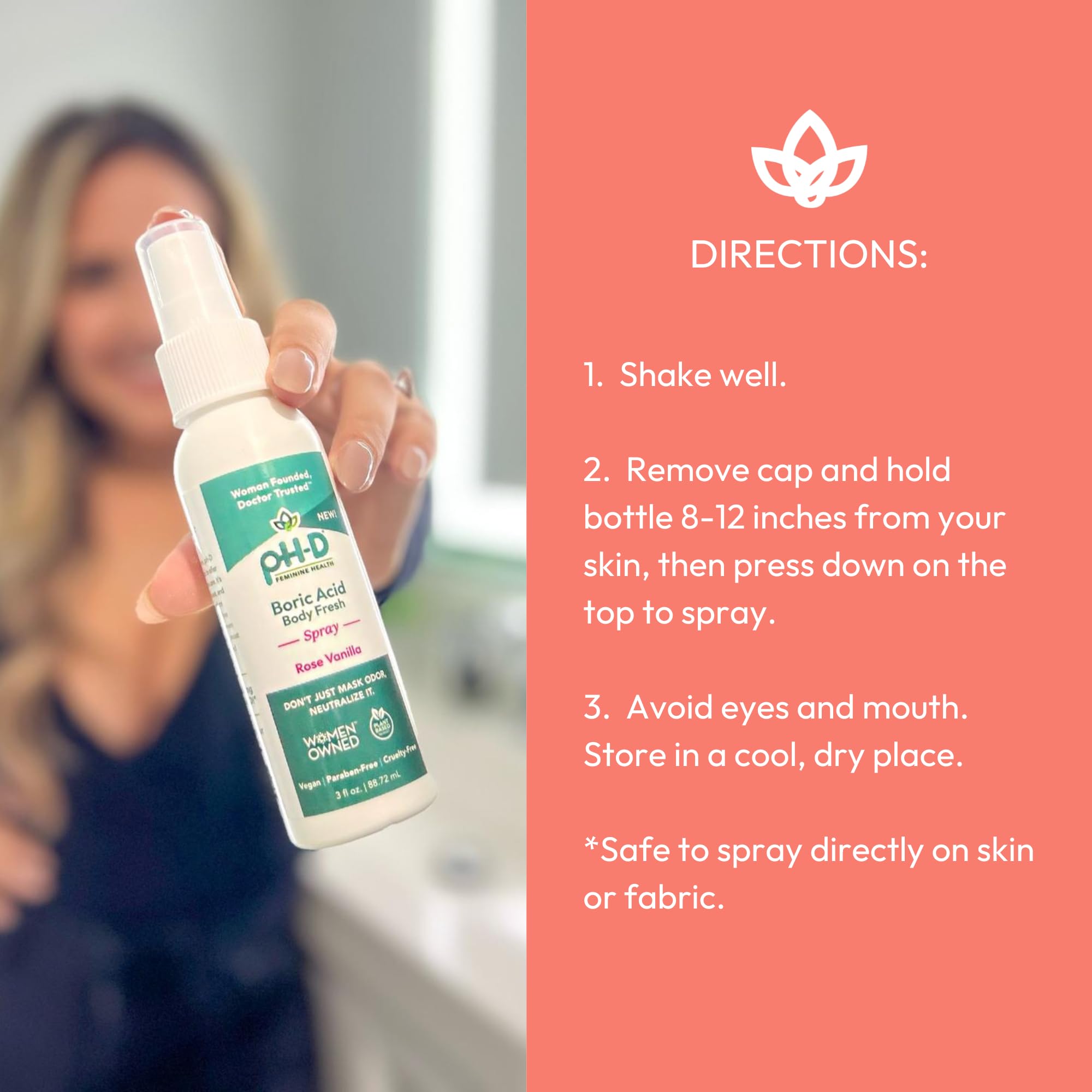 pH-D Feminine Health - Boric Acid Body Fresh Spray - Vegan, Paraben-Free, Plant Based