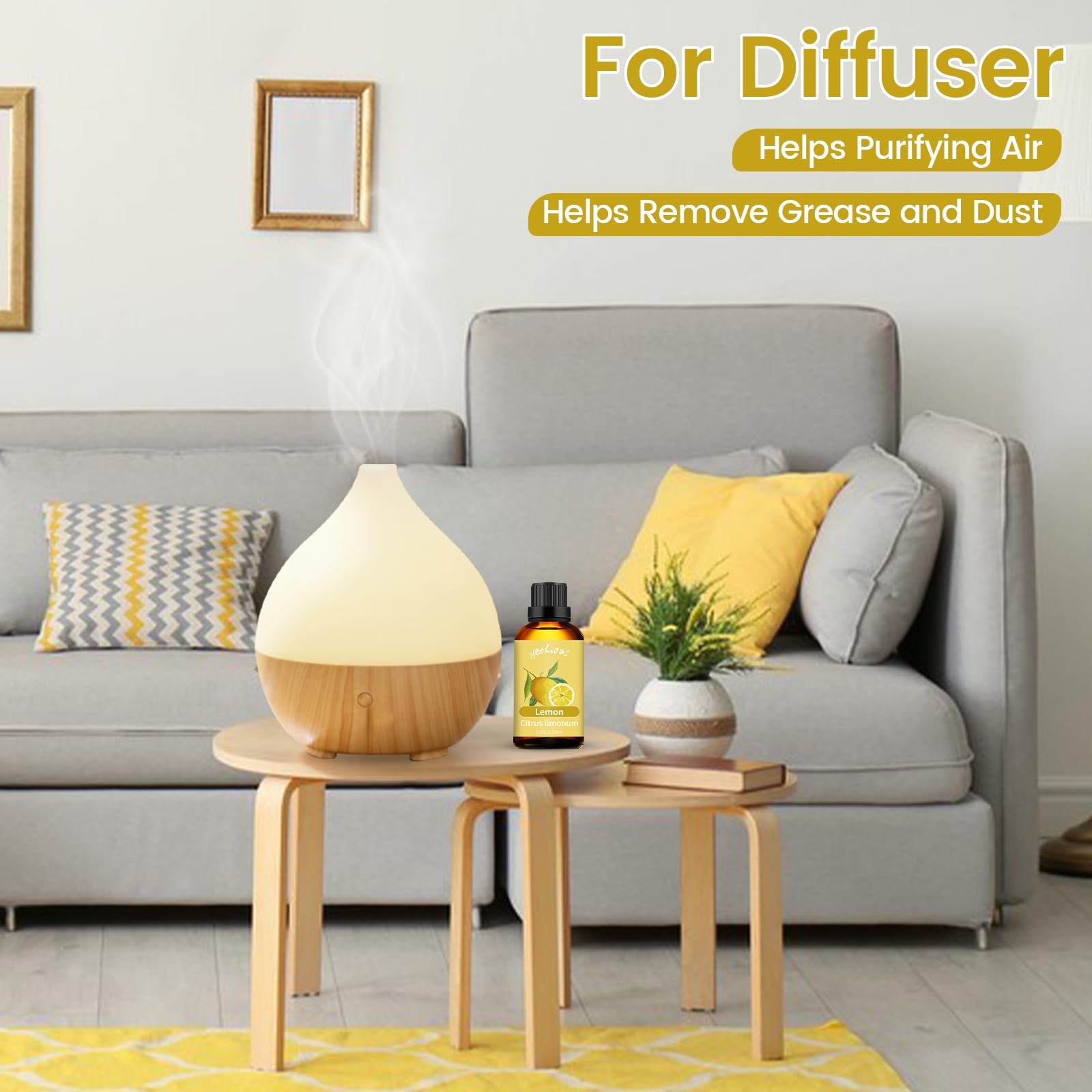 yethious Lemon Essential Oil Lemon Essential Oill for Diffuser, Perfume, Body, Skin, Hair, Candle Soap