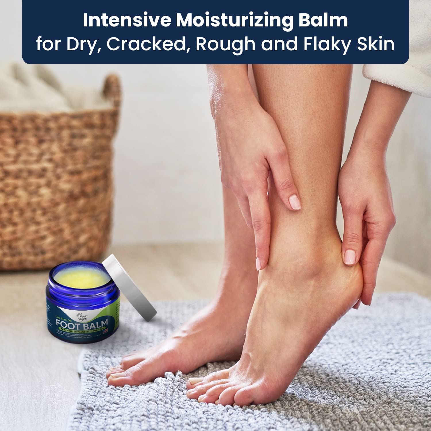 Tea Tree Oil Foot Balm/ Moisturizer For Dry Cracked Feet - Instantly Hydrates & Soothes