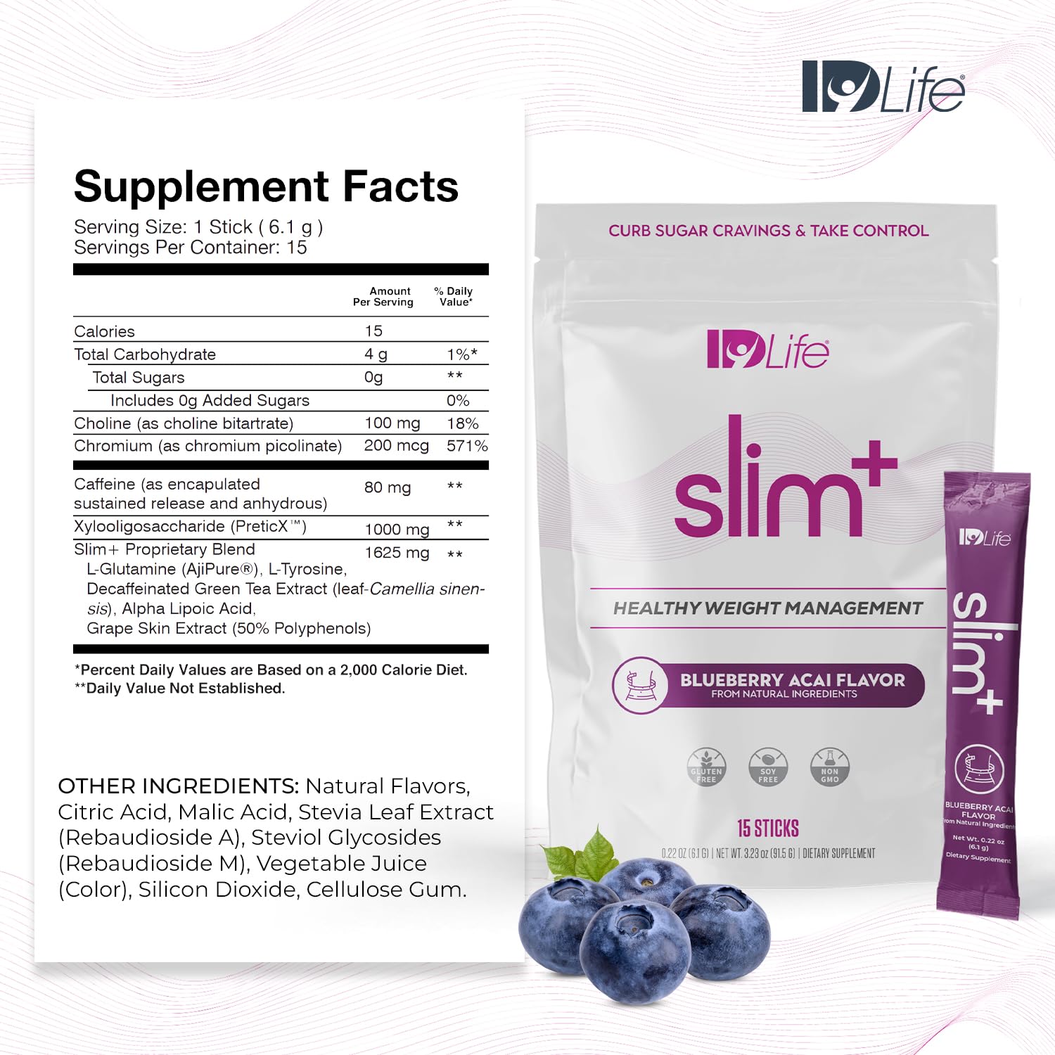 IDLife Slim+ - Weight Management Supplement - Easy to Prepare Delicious Blueberry Acai