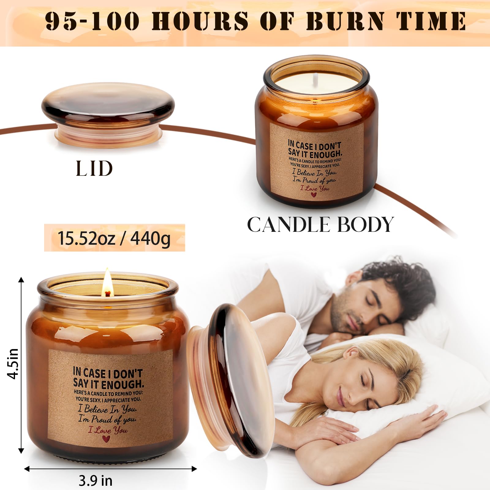 Candle Amber Moss Scented, Valentines Day Gifts for Her Girlfriend Wife, Romantic Anniversary