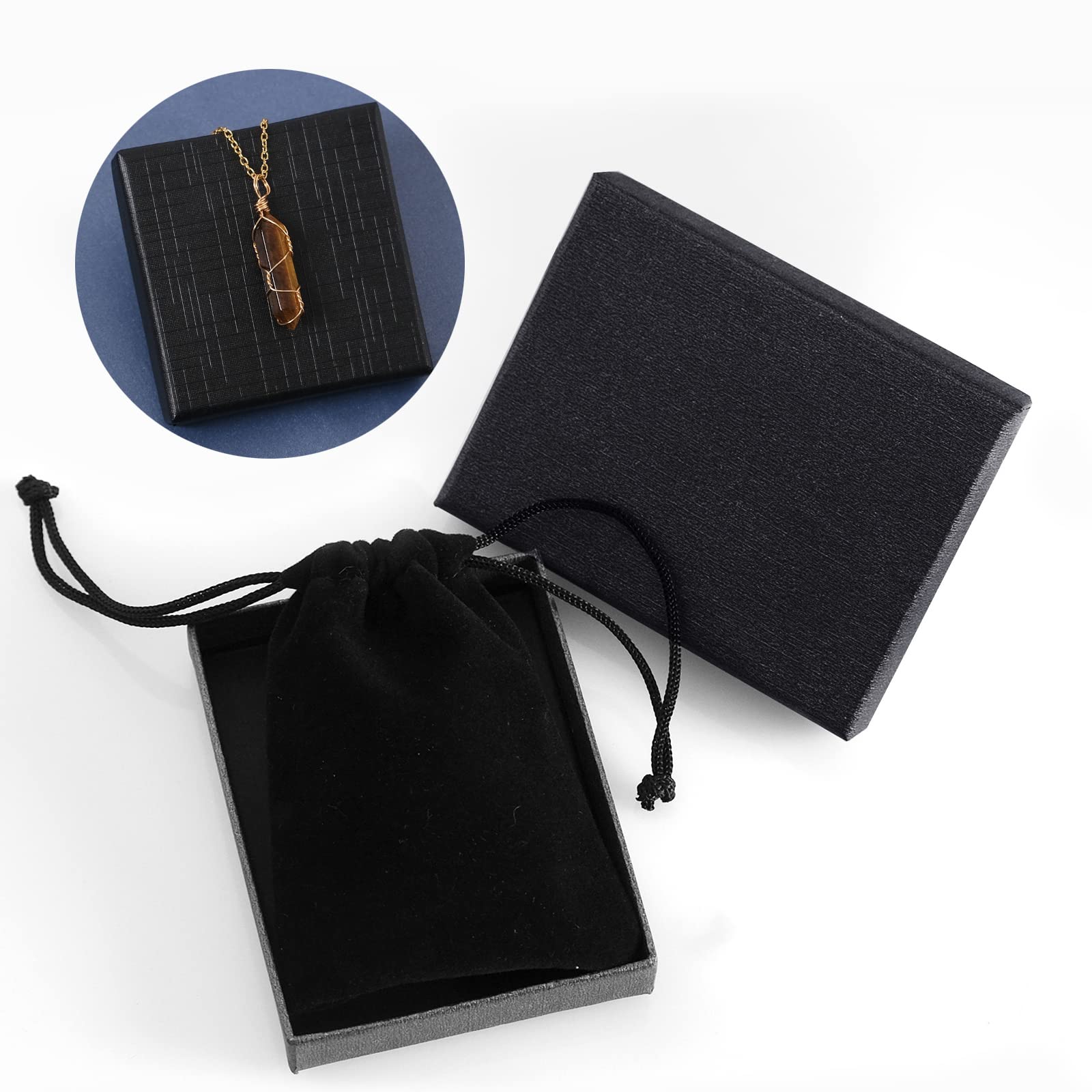 VIBILIA Healing Crystal Necklace Wire Wrapped Natural Tigerite Stone Point Pendant Necklace Hexagonal