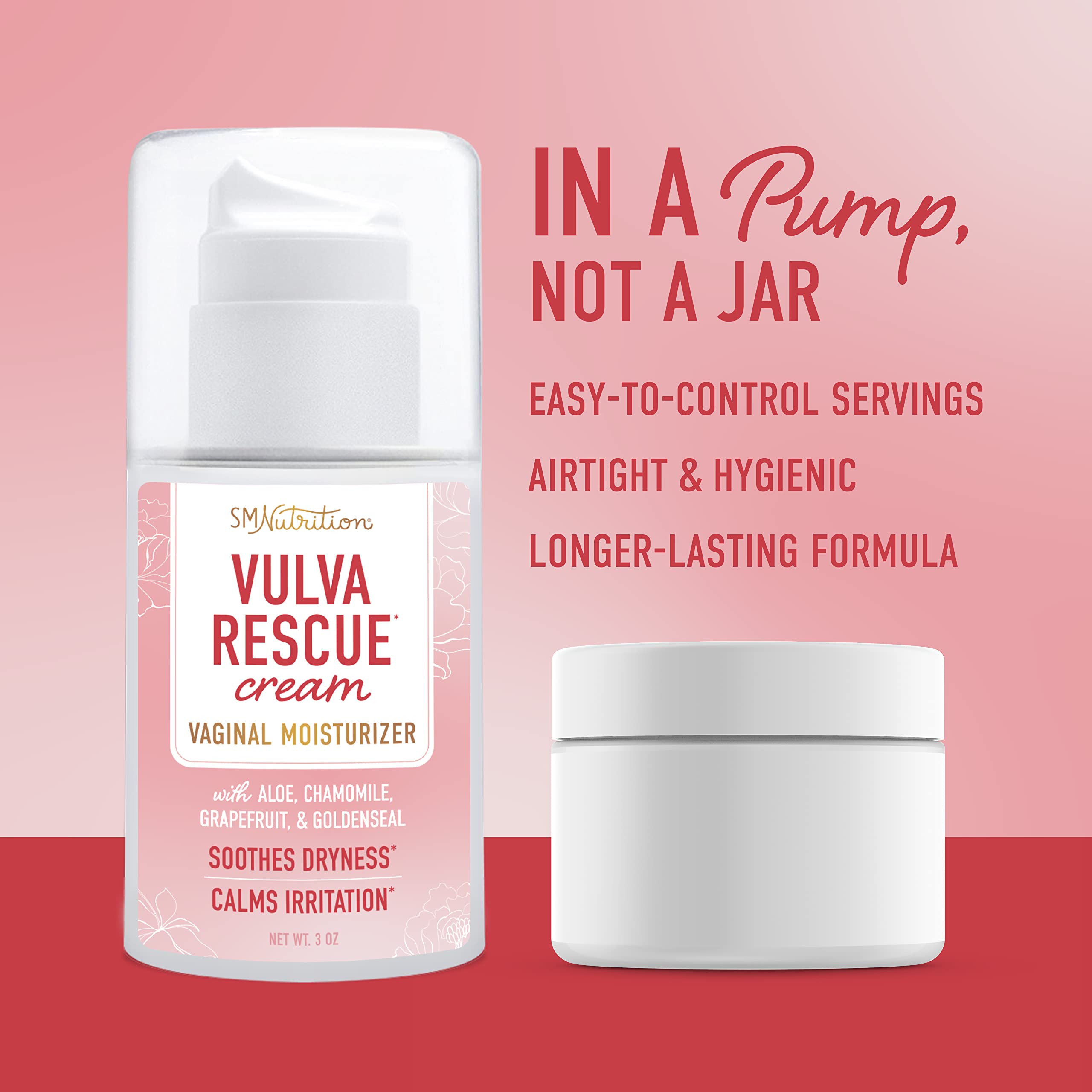 Vulva Rescue Moisturizer Cream | 3oz. PUMP | Soothes Vaginal Itch & Dryness | No Estrogen or Fragrance