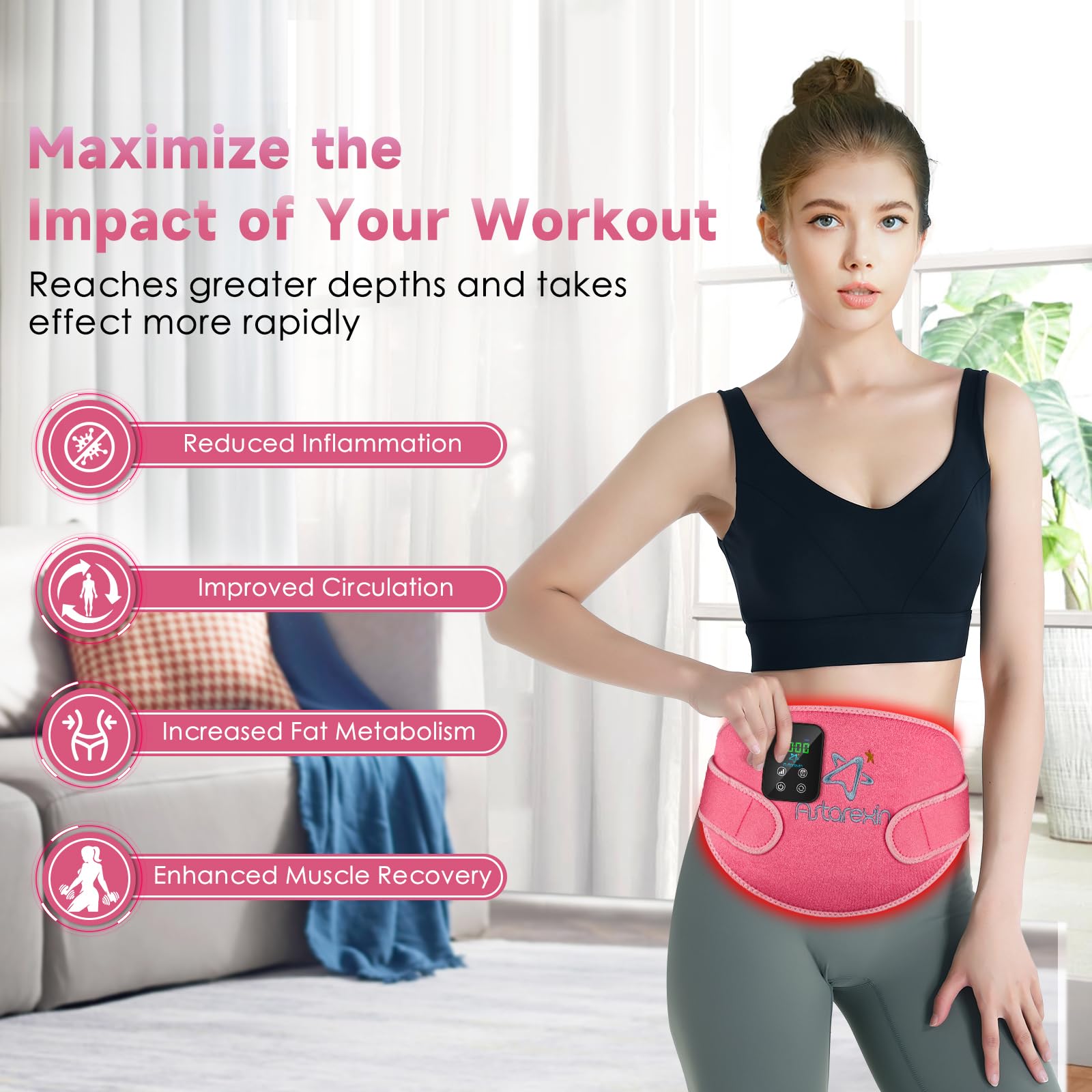 Red Light Therapy Belt Pad: Near Infrared Lamp Pain Relief 156 LEDs Wrap Body Heating Pads