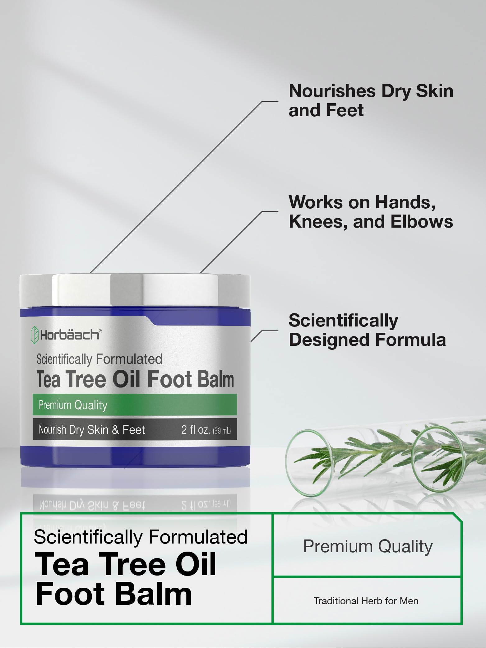 Tea Tree Oil Foot Balm | 2 oz | Moisturizes and Nourishes Dry Skin & Feet | Scientifically