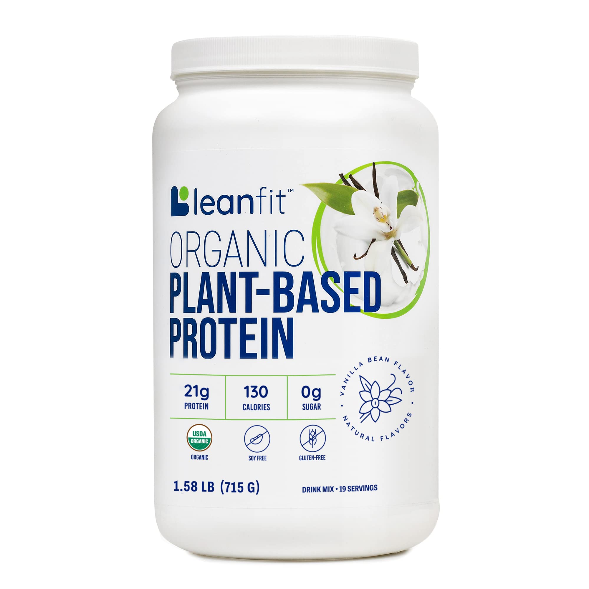 LeanFit Organic Plant-Based Protein, Natural Vanilla Flavor, 21g Vegan Protein, 19 Servings