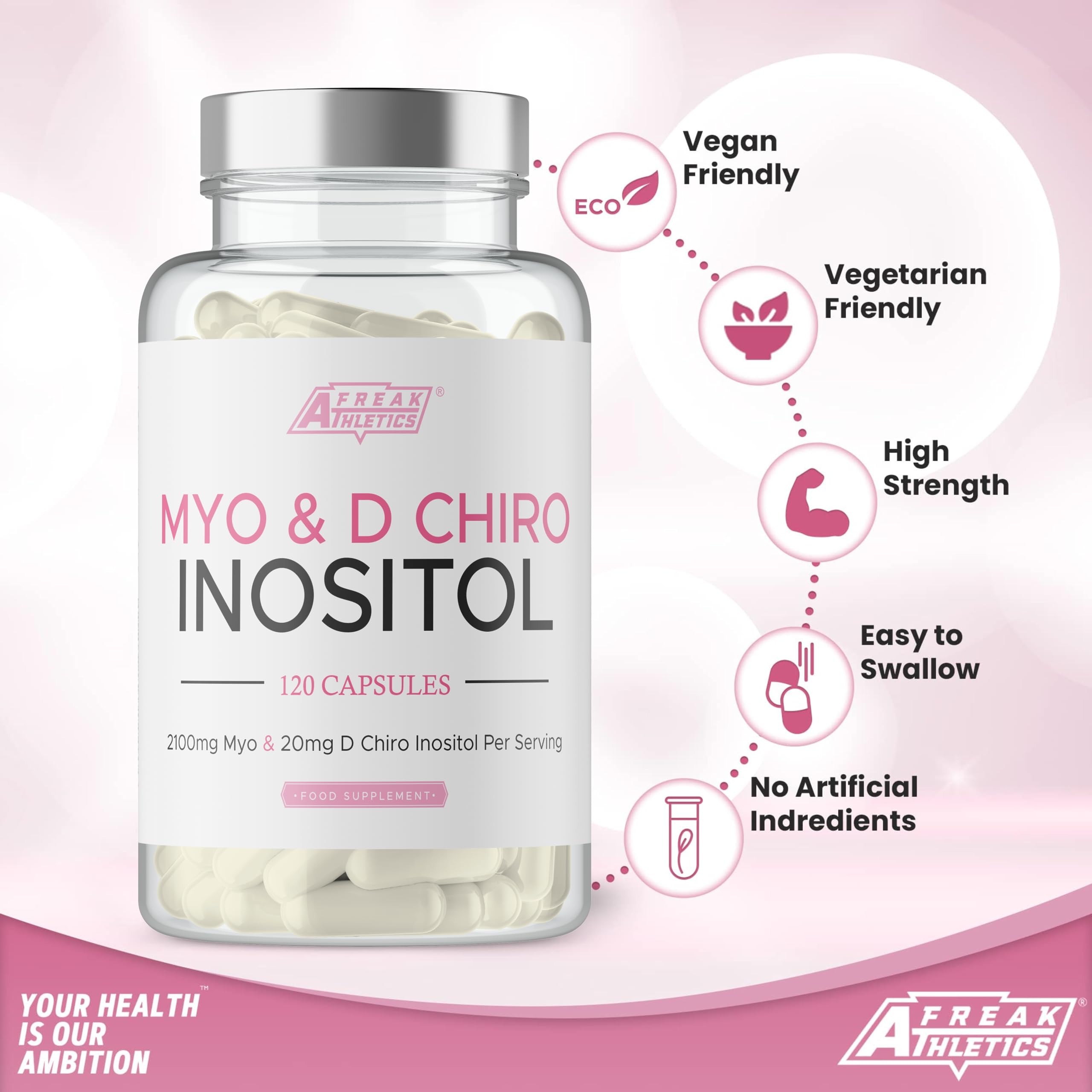 Myo-Inositol & D Chiro Inositol - Supports Women with PCOS -120 Capsules - Promotes