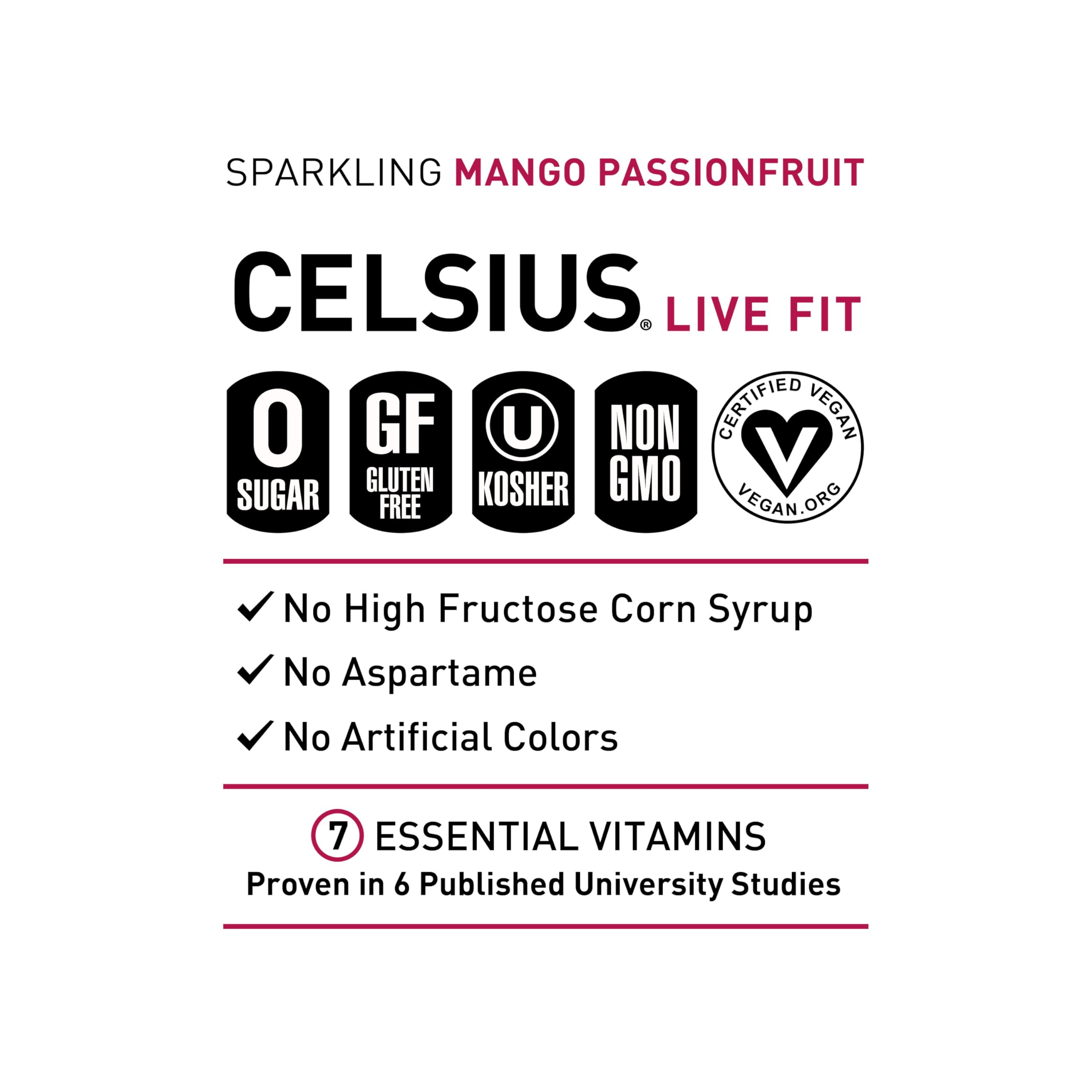 CELSIUS Sparkling Mango Passionfruit, Functional Essential Energy Drink 12 Fl Oz