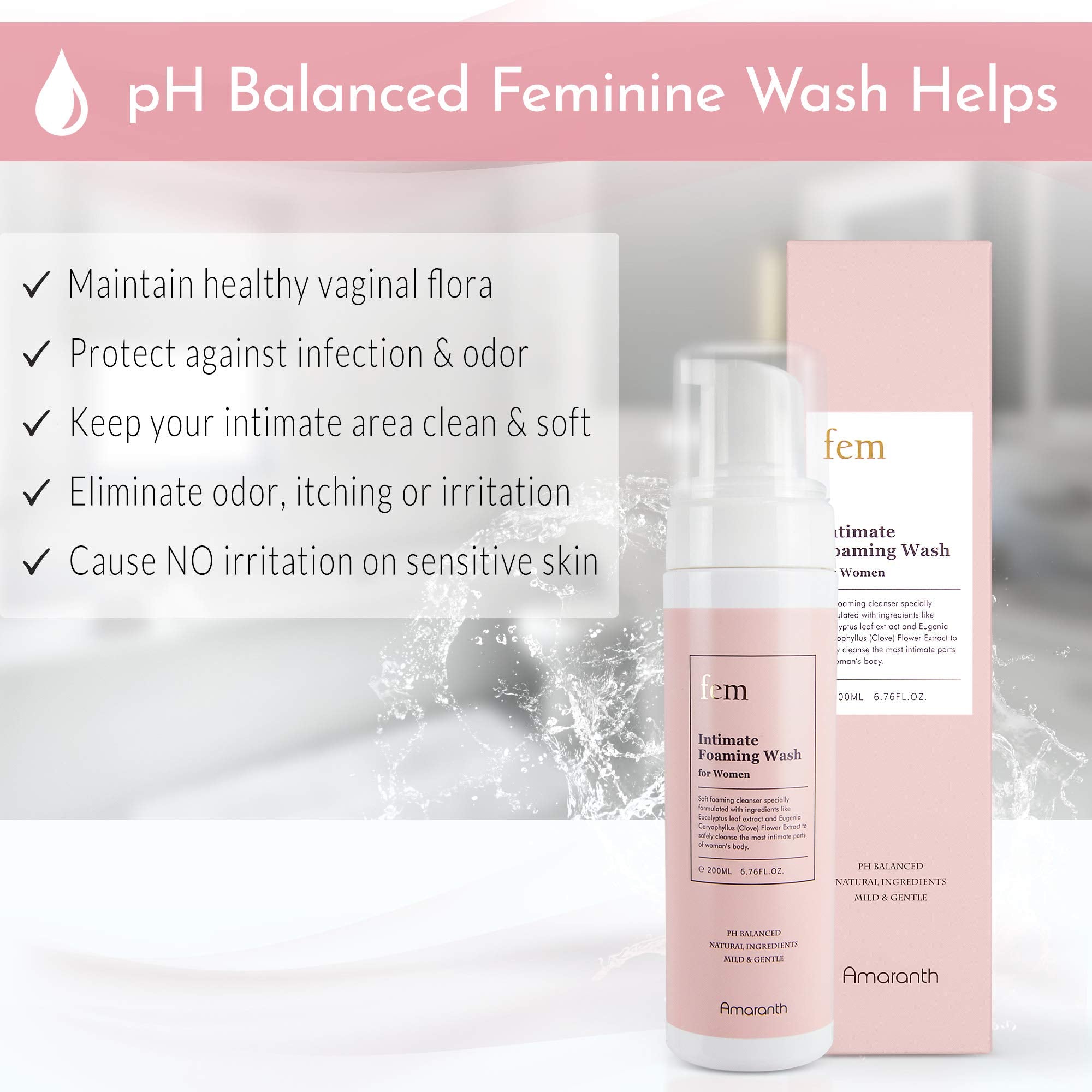 fem pH Balance Intimate Wash for Women, Feminine Wash for Sensitive Skin, Gentle Cleanser