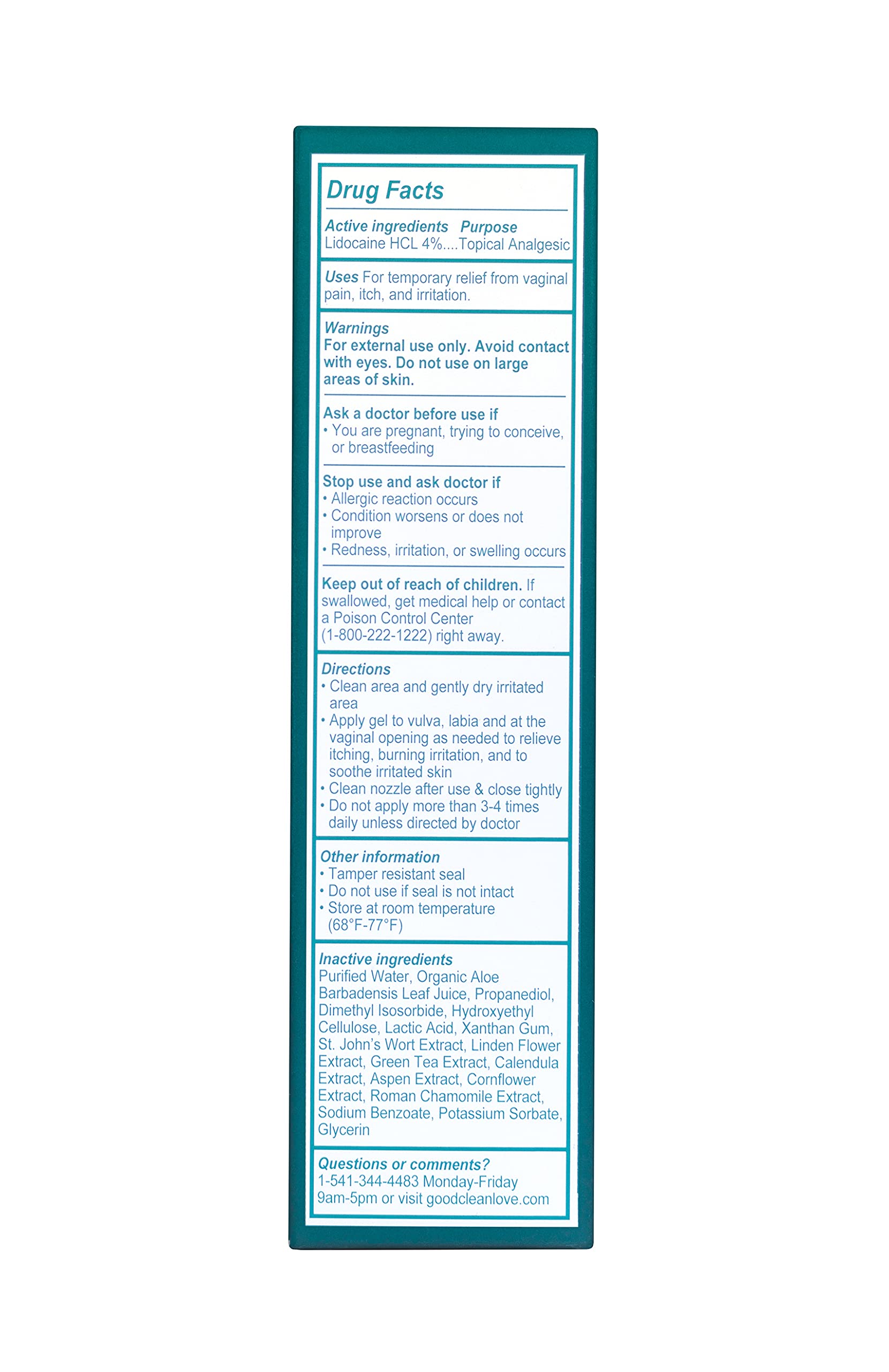 Good Clean Love Relief Gel Pain & Itch with Lidocaine 4%, Fast-Acting Relief from Pain, Itch, and Irritation