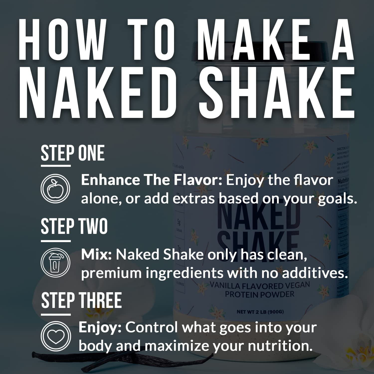 NAKED nutrition Naked Shake - Vanilla Protein Powder - Plant Based Protein Shake