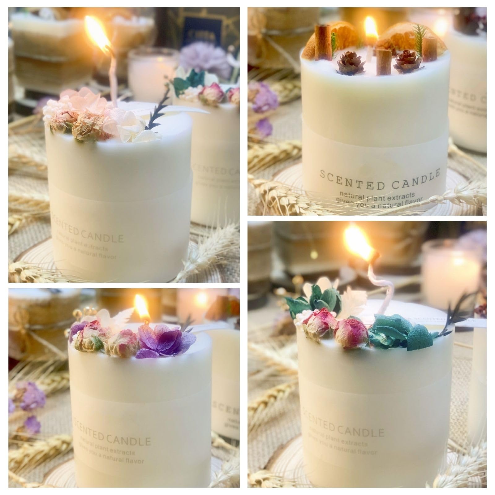 Natural Soy Scented Pillar Candles with Glass, Classic 10 oz Luxury Non Toxic White Bathroom Candle