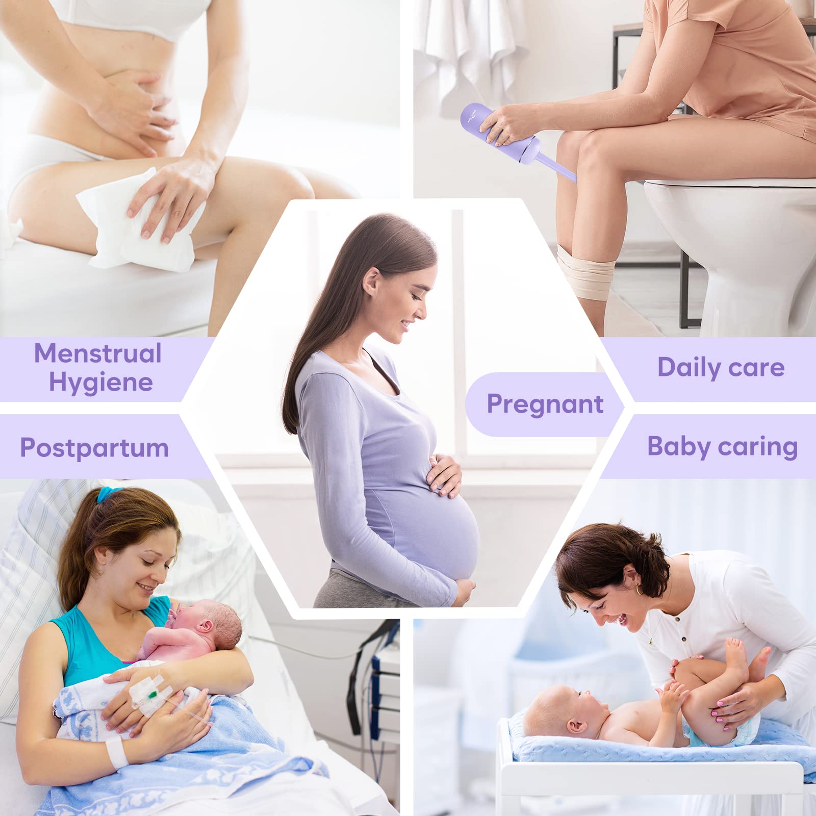 Portable Peri Bottle for Postpartum & Perineal Care: Easy@Home Handheld Bidet Perfect for Personal