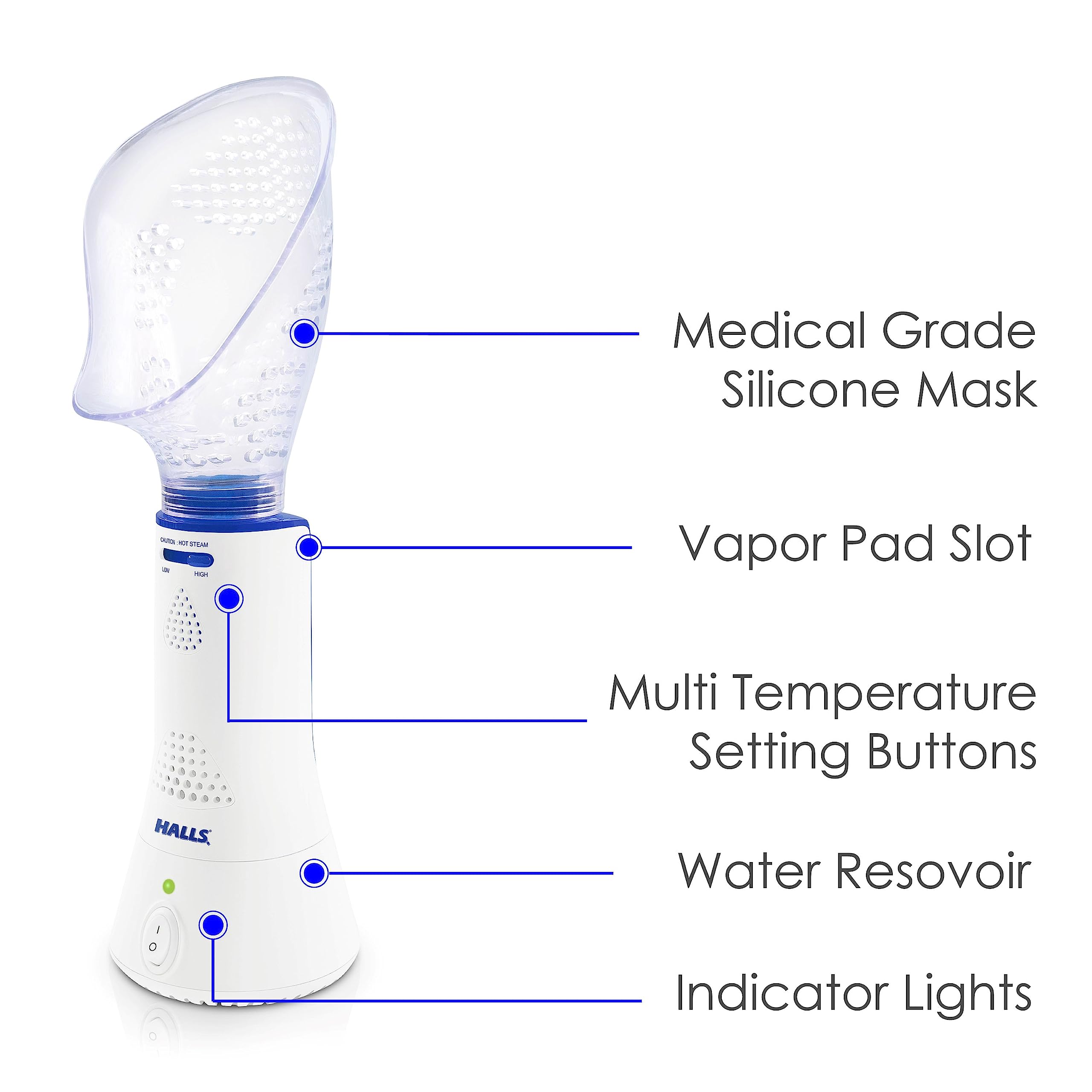 Crane x HALLS Corded Personal Steam Inhaler for Sinus, Congestion, Cough, & Cold Relief