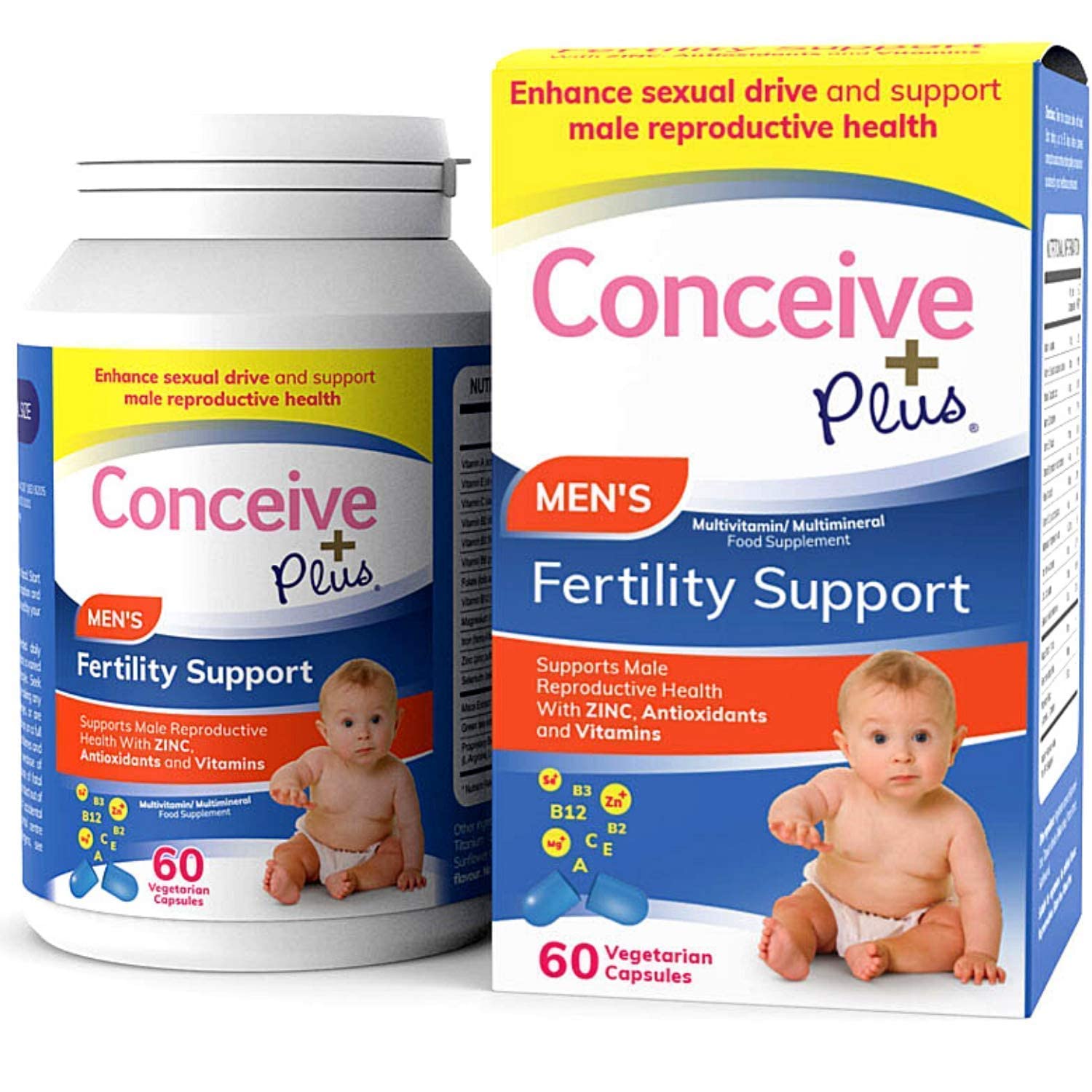 CONCEIVE PLUS Mens Fertility Bundle, Fertility Vitamins 60 Count and Fertility Lubricant 2.5 Ounce