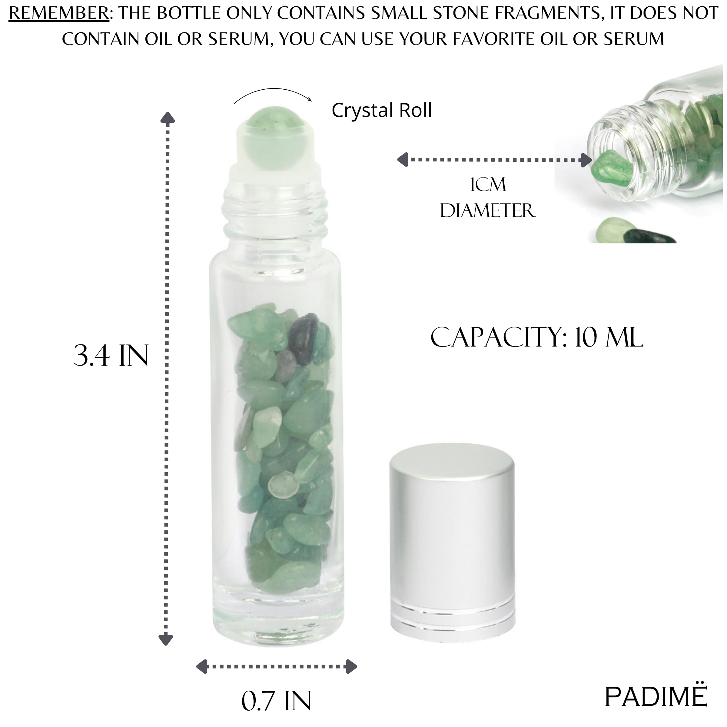 Padime 2 pcs | Premium Set | Real Jade Gua Sha Tool for Facial Skin Care + Glass Bottle for Your Oil