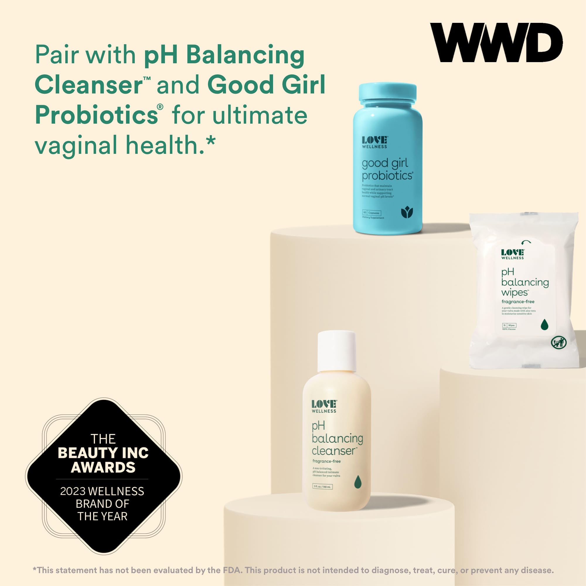 Love Wellness pH Balancing Wipes for Women | Feminine Hygiene for Cleansing with Aloe Vera