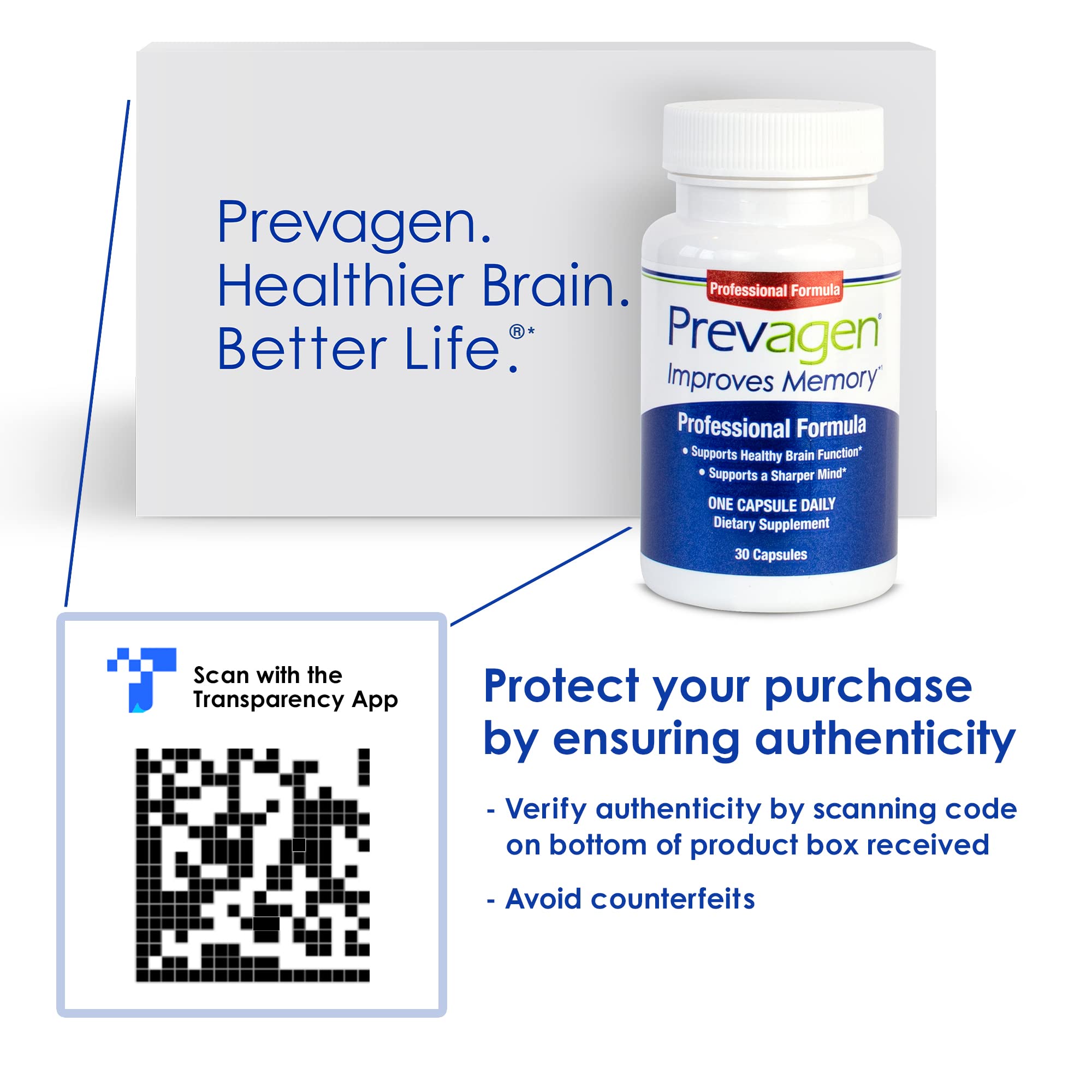 Prevagen Improves Memory - Professional Formula 40mg, 30 Capsules |1 Pack| with Apoae