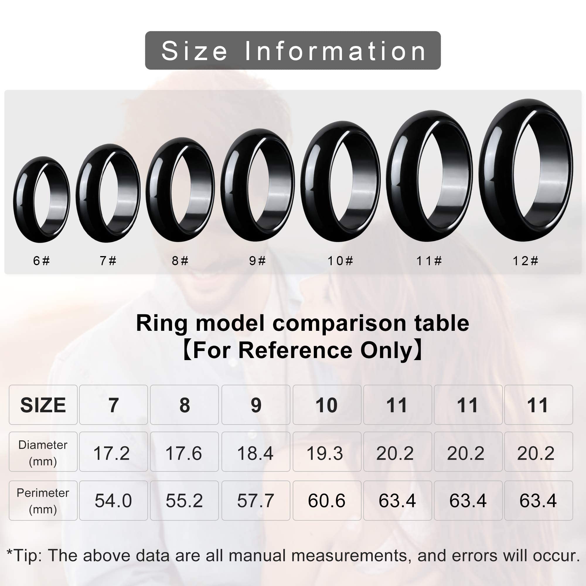 2PCS Genuine Hematite Ring for Women Men Unisex, Black Hematite Stone Ring Anxiety Balance