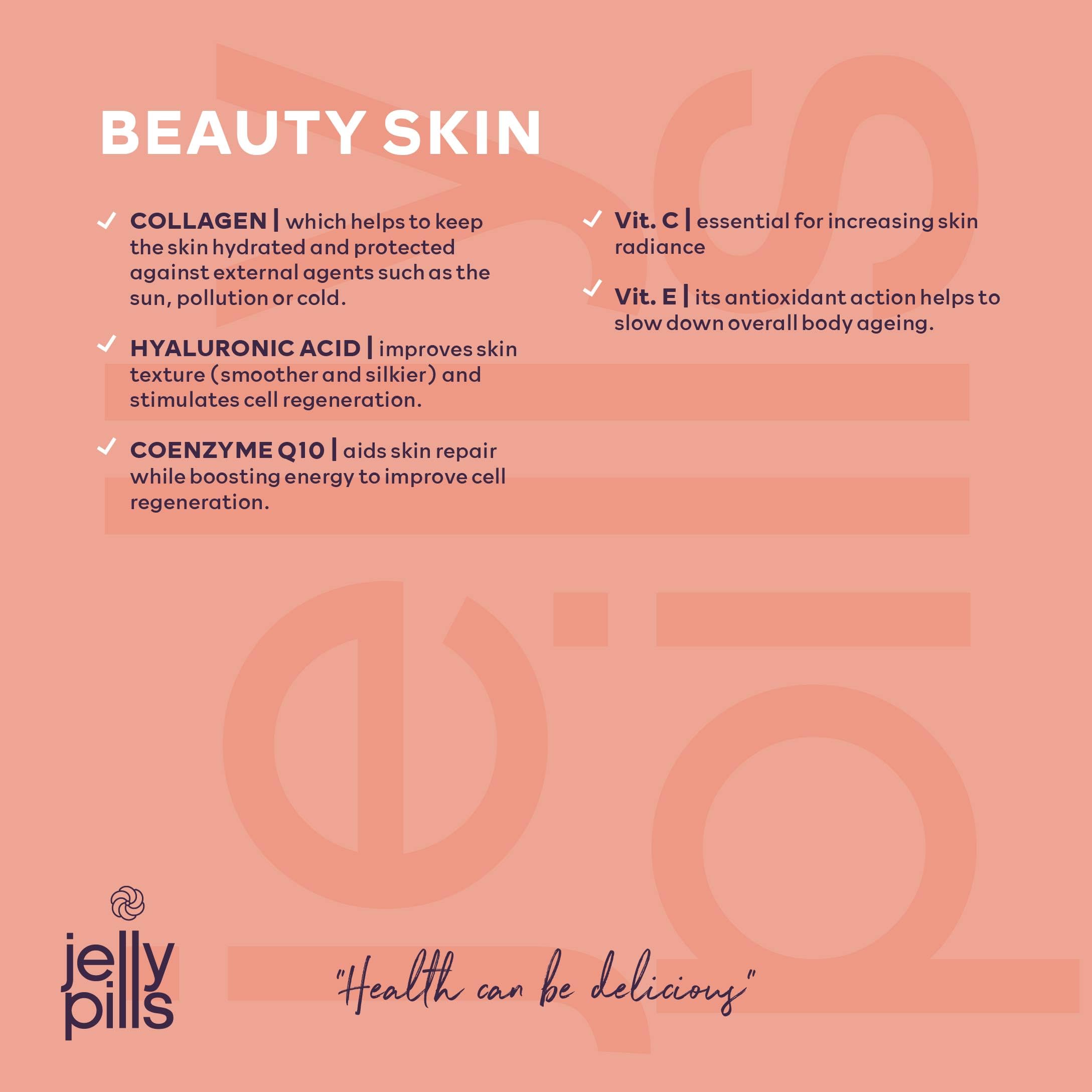 Jelly Pills® Hydrolyzed Collagen Gummies with Hyaluronic Acid and Coenzyme Q10