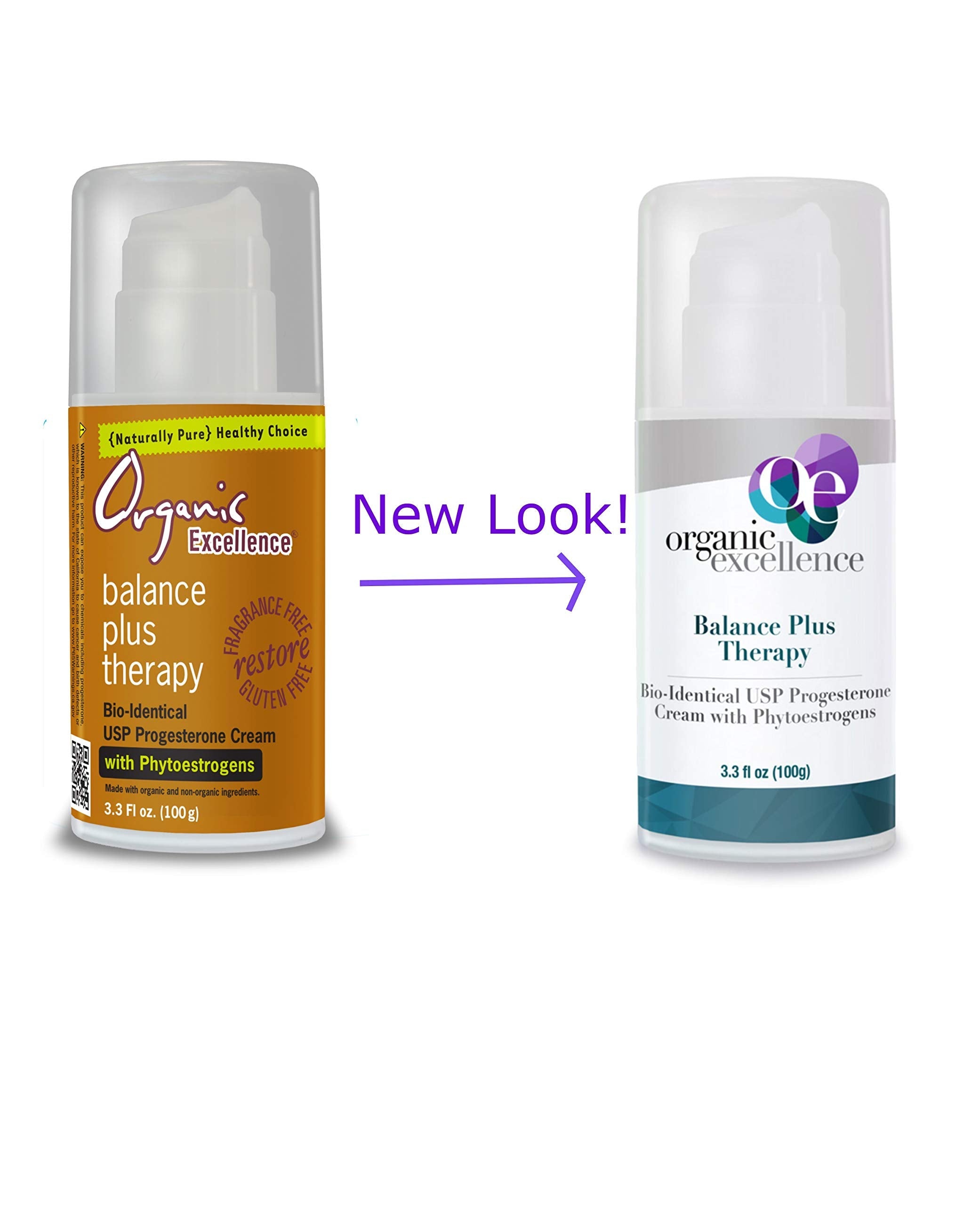 Organic Excellence Balance Plus Therapy Bio-Identical Progesterone Cream with Phytoestrogens - 3 oz