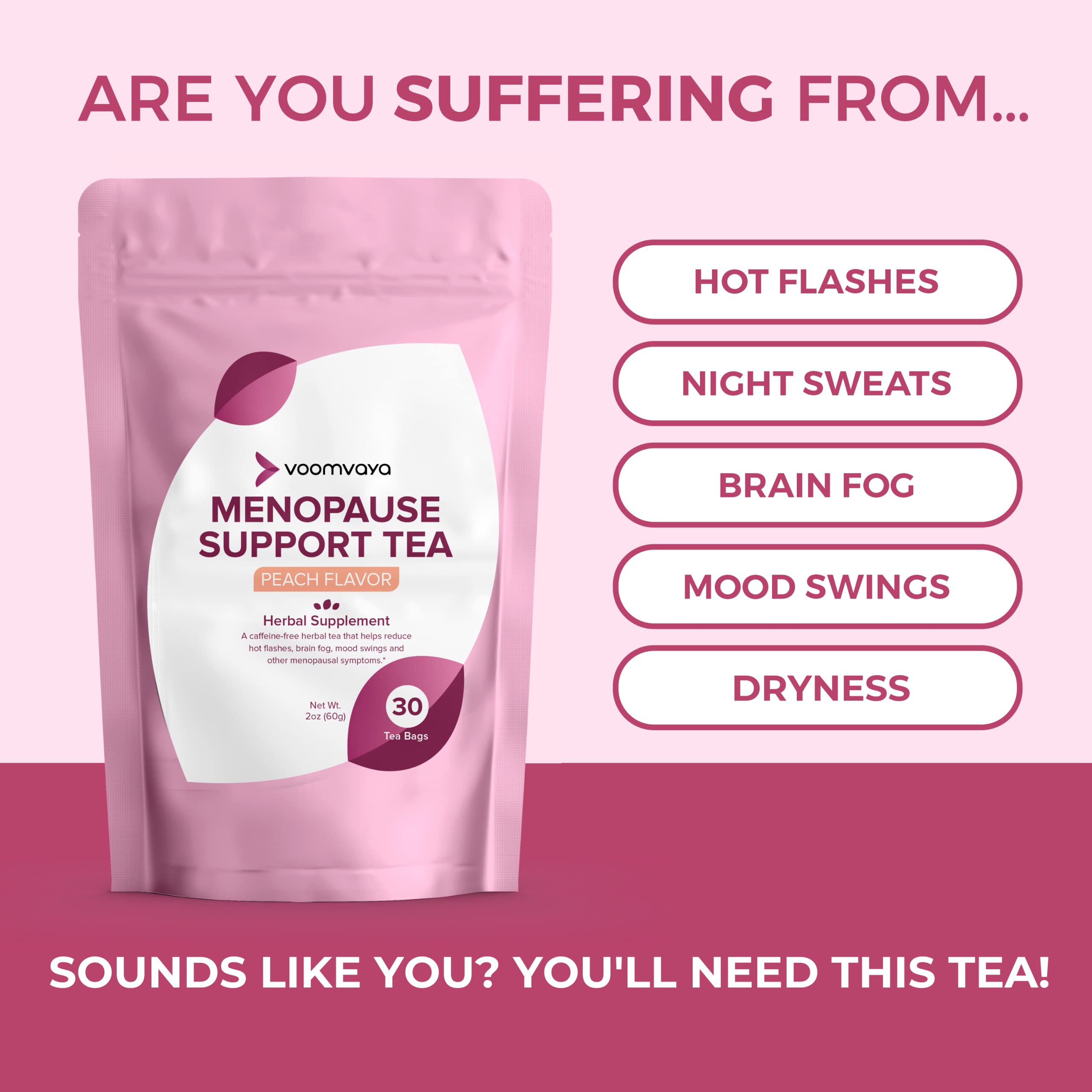 VoomVaya Menopause Support Tea - Natural Menopause Relief For Women