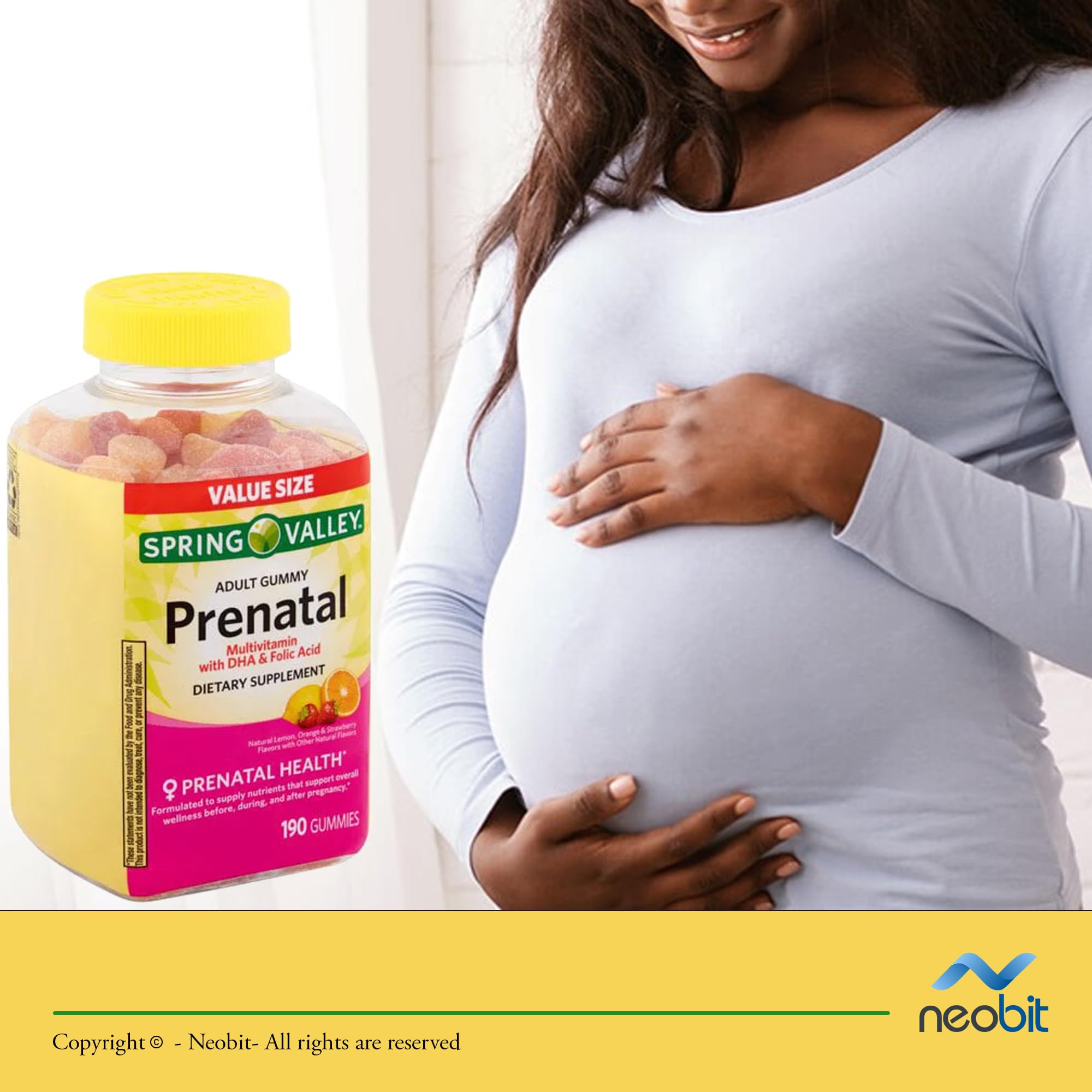 Spring Valley Prenatal Multivitamin Gummies with DHA, Folic Acid, 190 Count, Female Adult Chewables