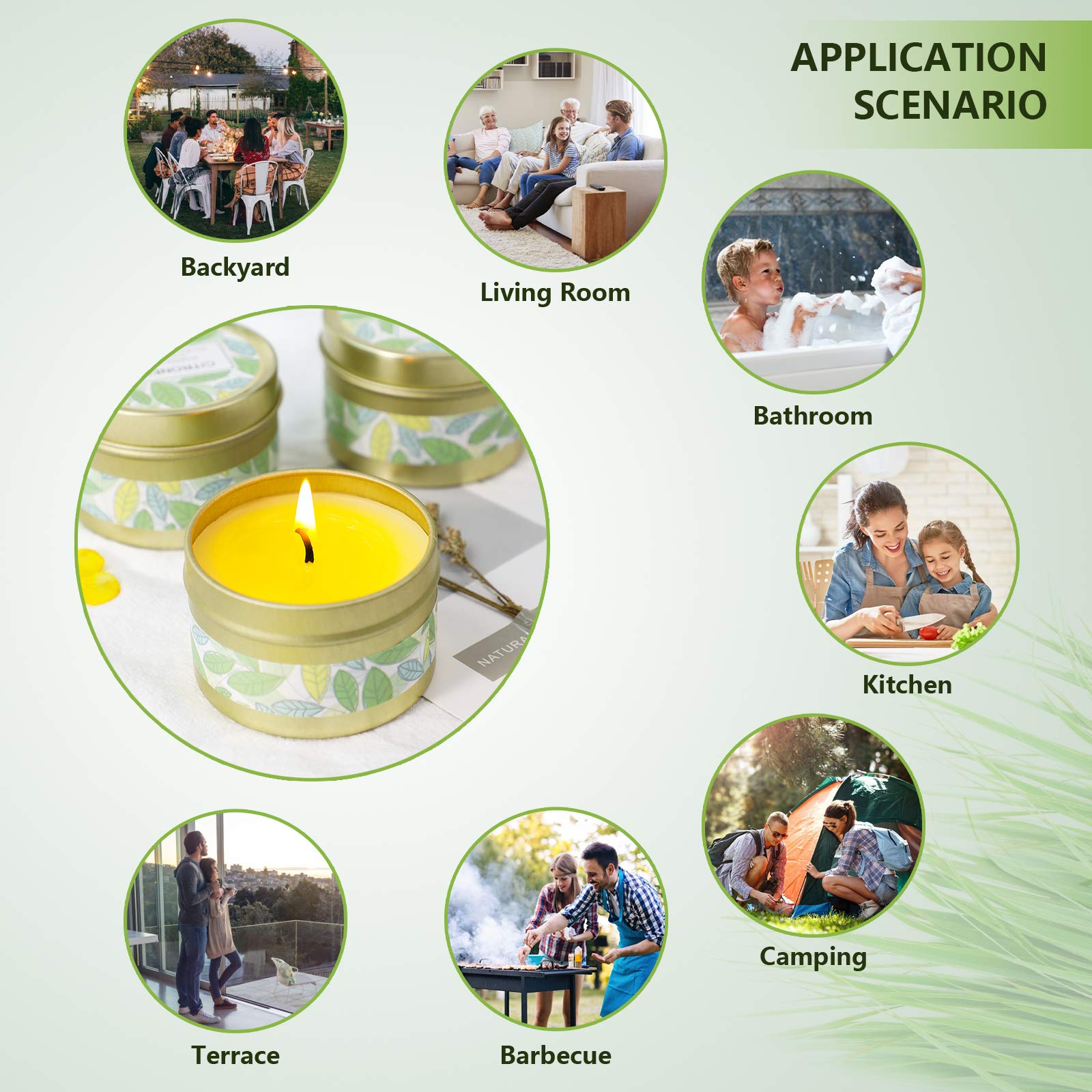 Citronella Candles Outdoor, Scented Candles, Summer Soy Wax Candles, Lemongrass Candles