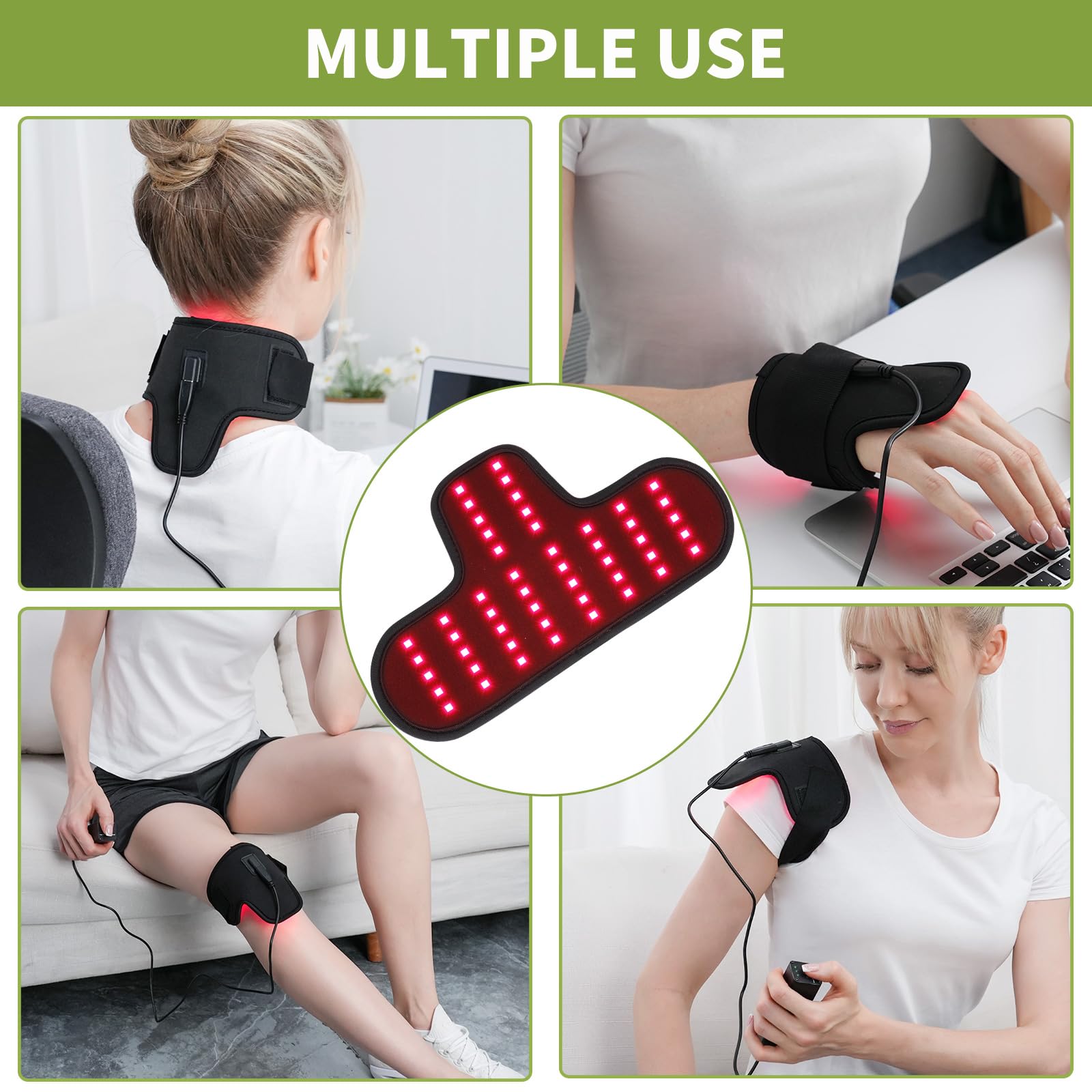 Rechargeable Red Light Therapy Neck Shoulder, Infrared Light Therapy for Body Pain Relief, Portable Red Light