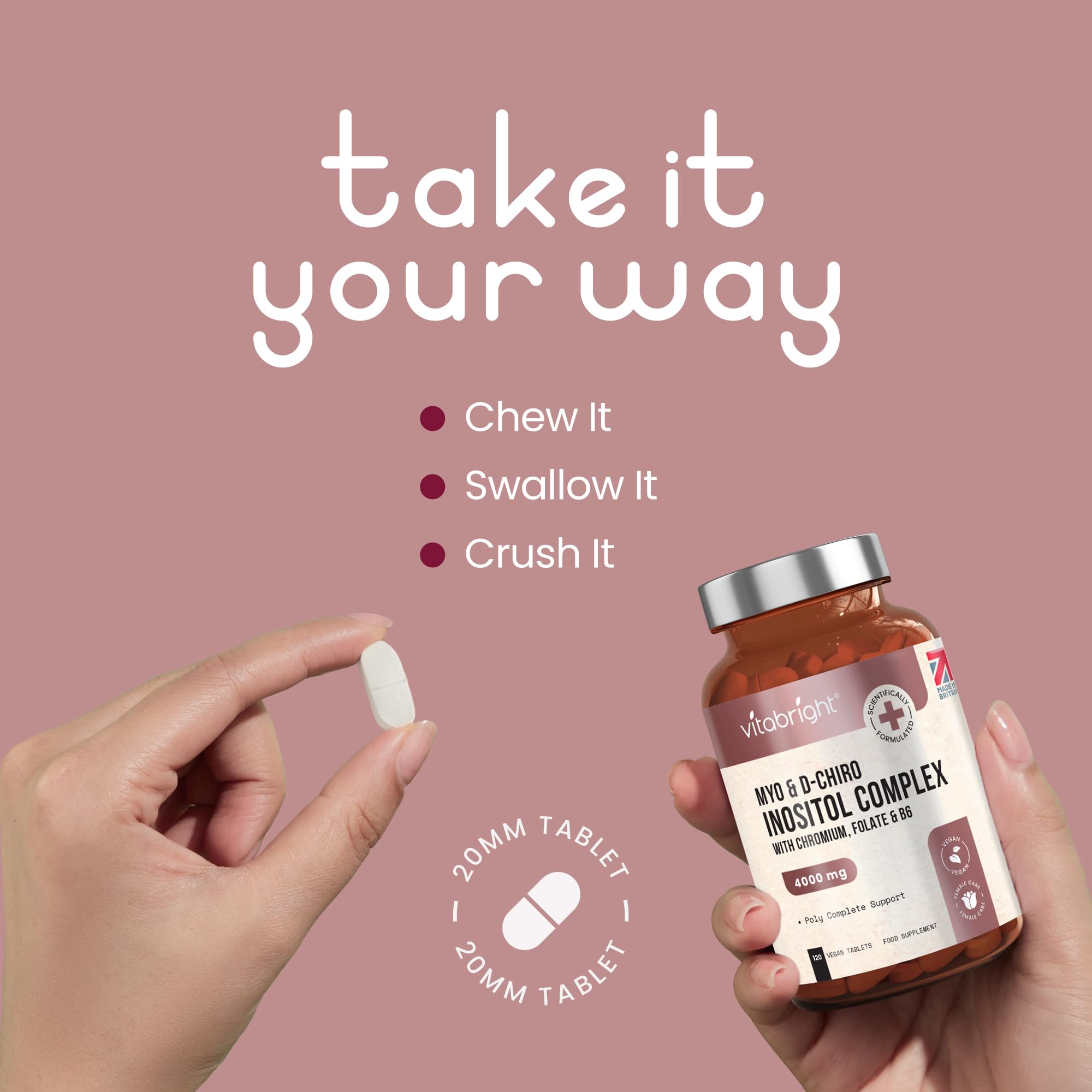 Myo and D-Chiro Inositol Complex - 4000mg per 4 Tablets - 120 Tablets (30 Day Supply)