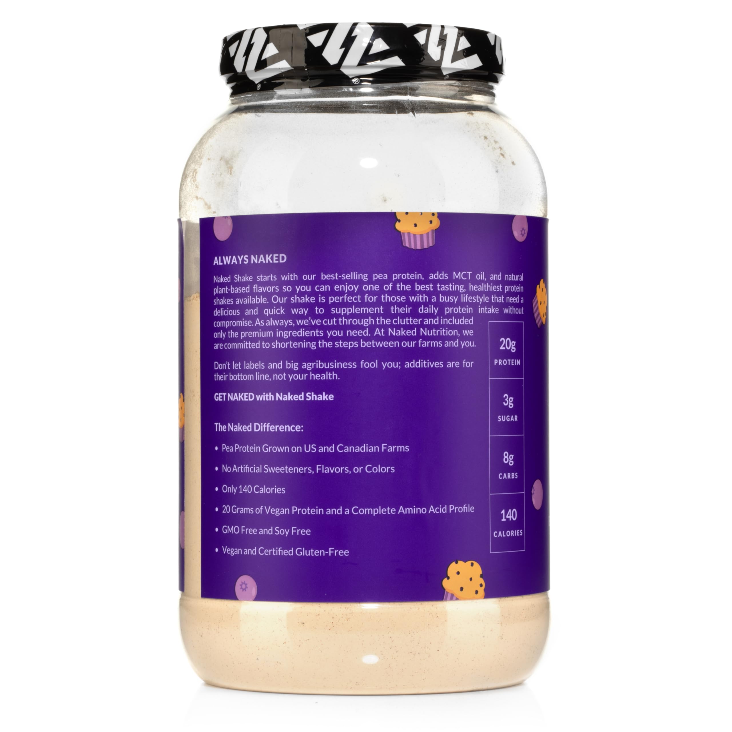 Naked Shake - Blueberry Muffin Protein Powder - Flavored Plant Based Protein