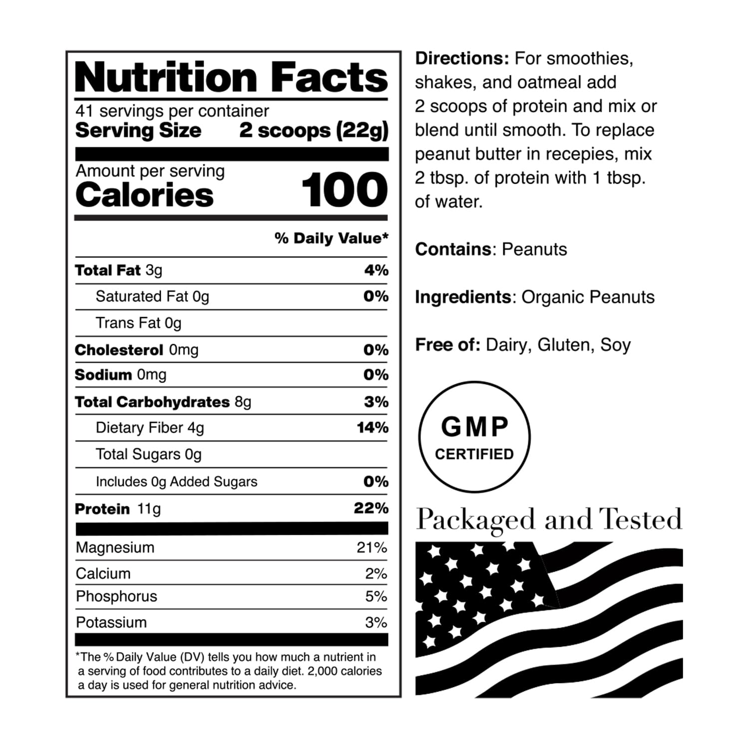 Norcal Organic Peanut Butter Protein Powder - 2lb | Vegan, Low-Cal, 11g Protein