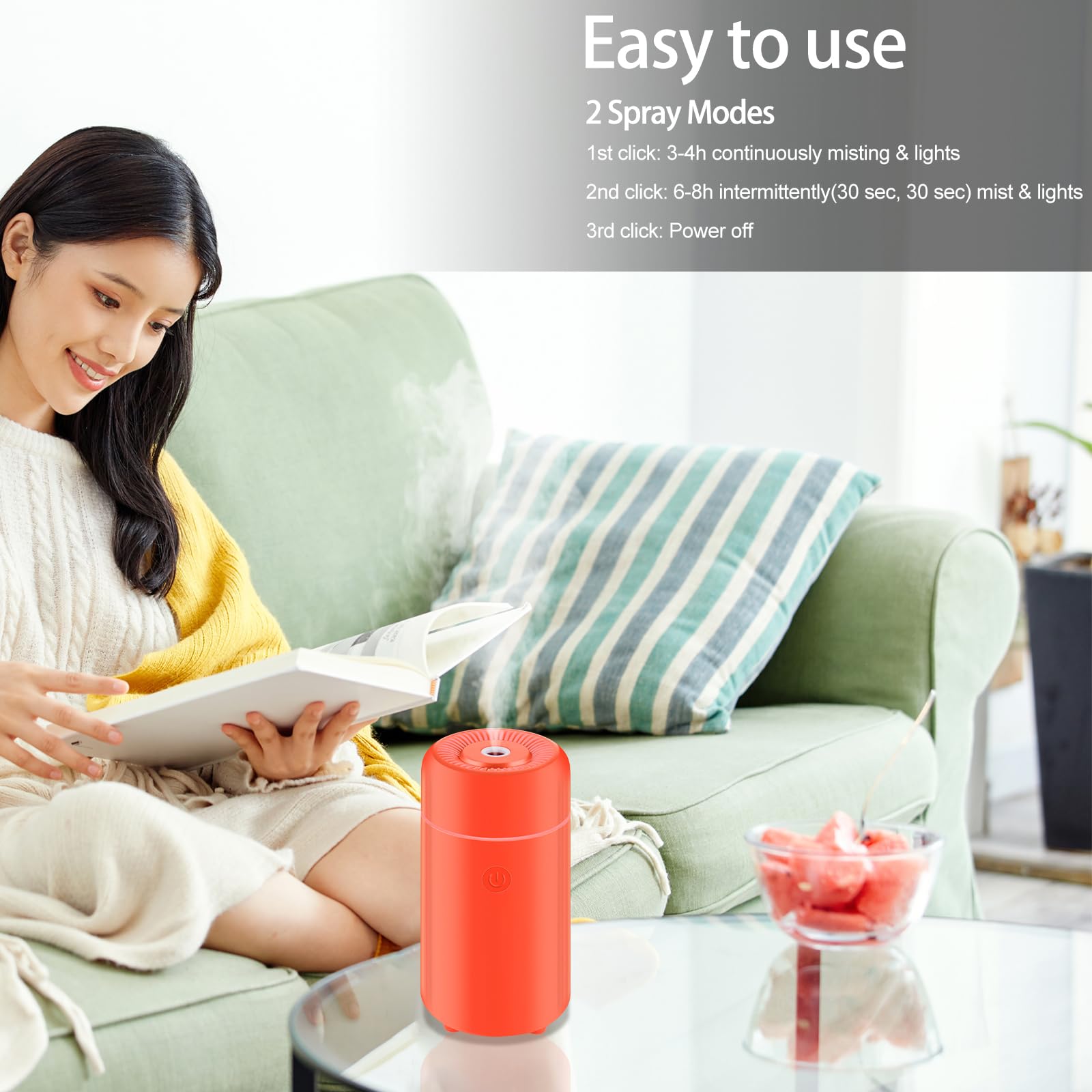 CHOUWEEK Car Essential Oil Diffuser, Mini Portable Air Diffuser for Aromatherapy, Small USB