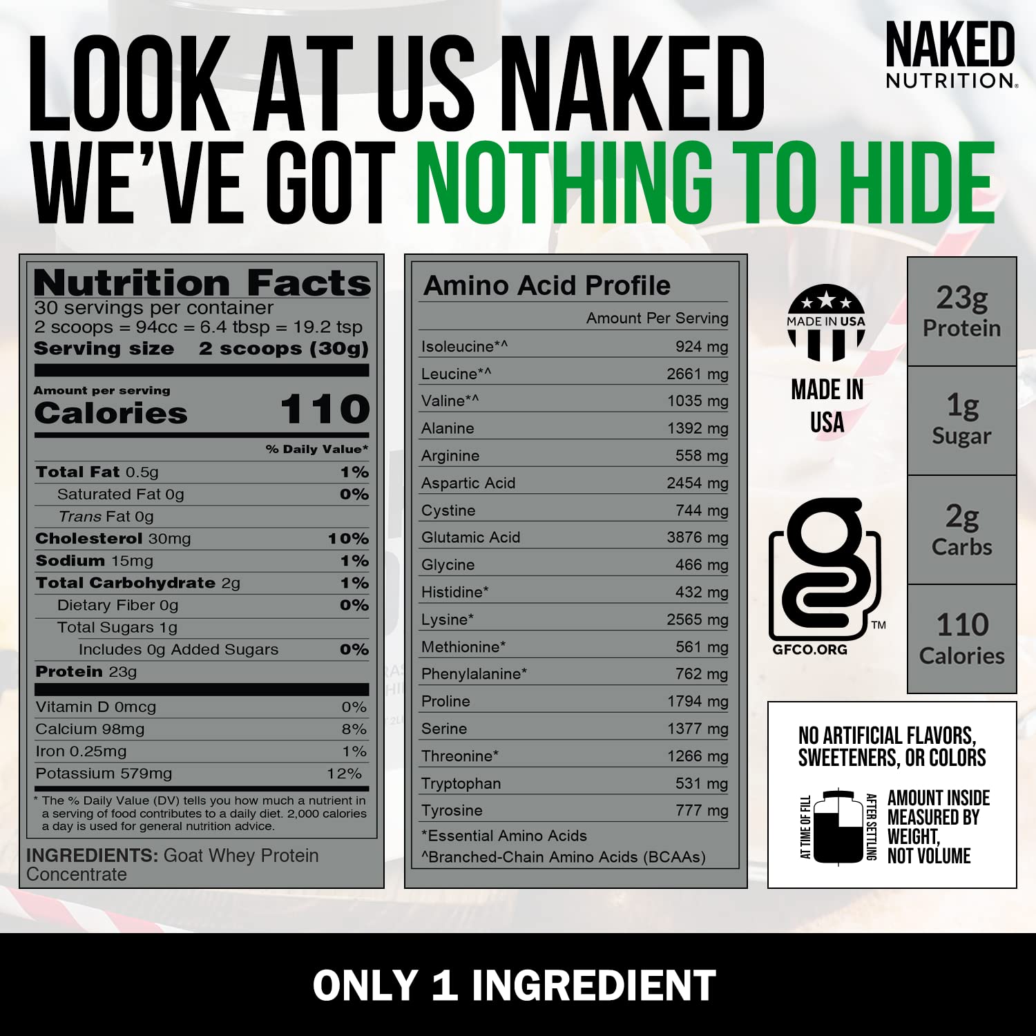 NAKED nutrition Naked Goat - Pasture Fed Goat Whey Protein Powder from Small-Herd