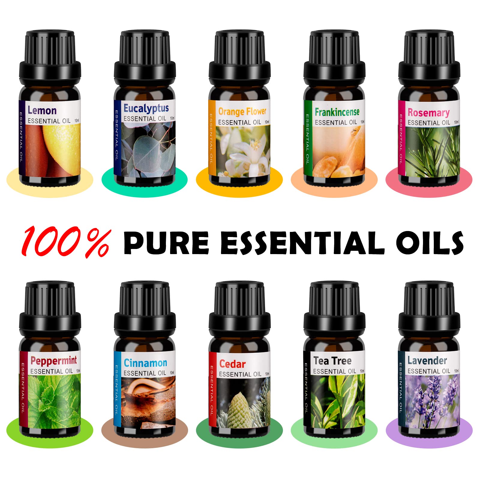 HLS 550ml Aroma Diffusers for Essential Oils Large Room with 10 Essential Oils,Ultrasonic Aromatherapy